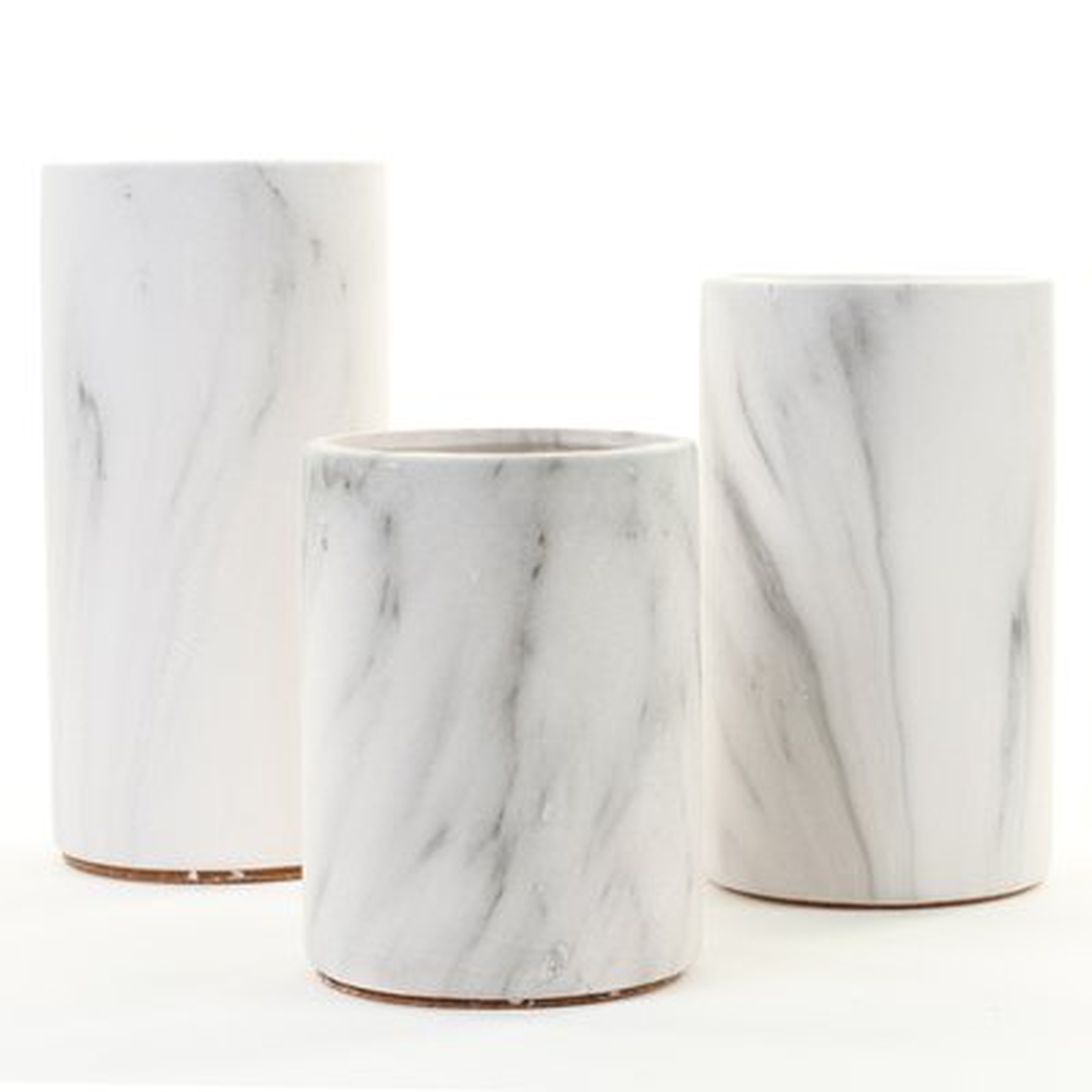 Kangley Marble Ceramic Cylinder Centerpiece 3 Piece Table Vase Set - Wayfair