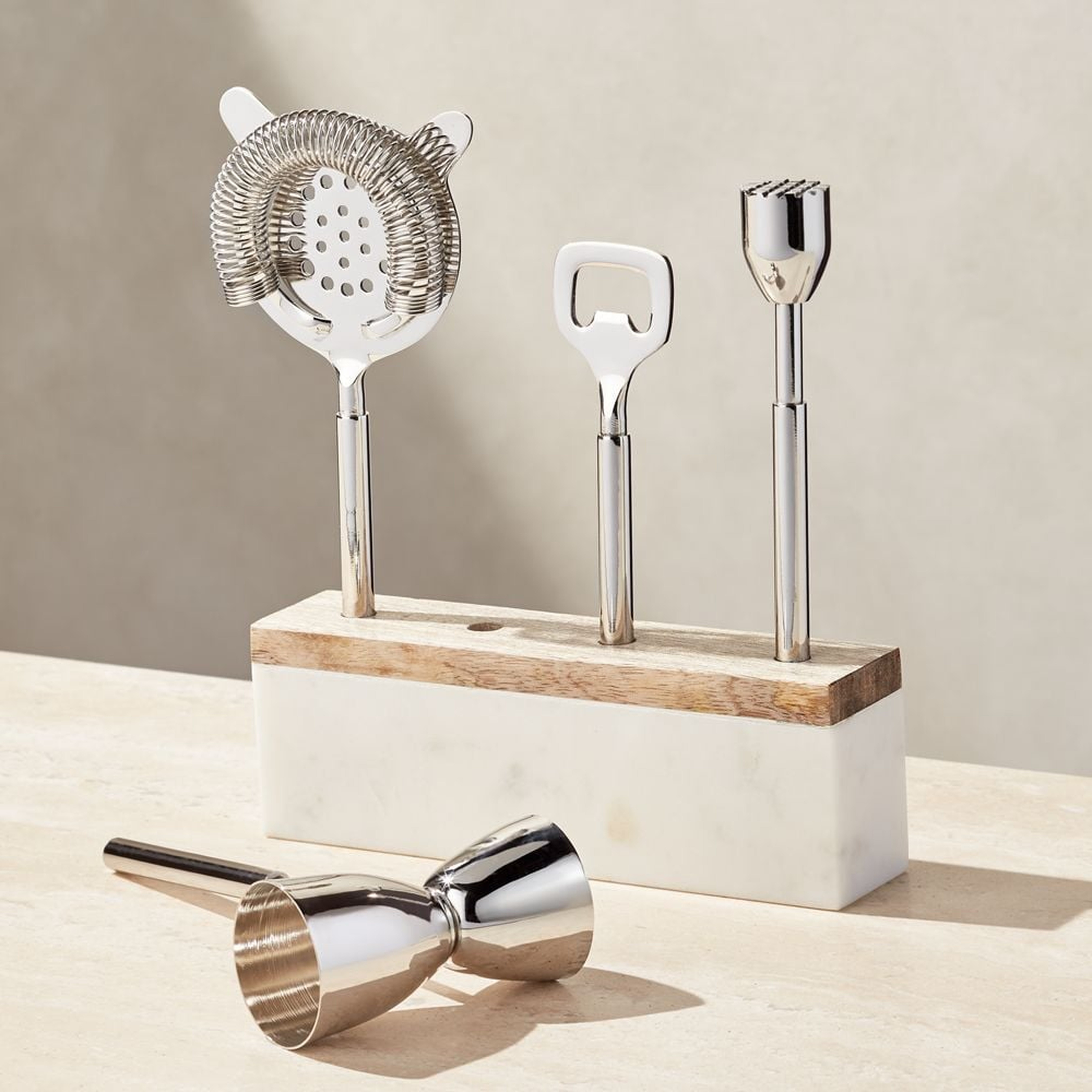 Wood and Marble Bar Tool Set - Crate and Barrel