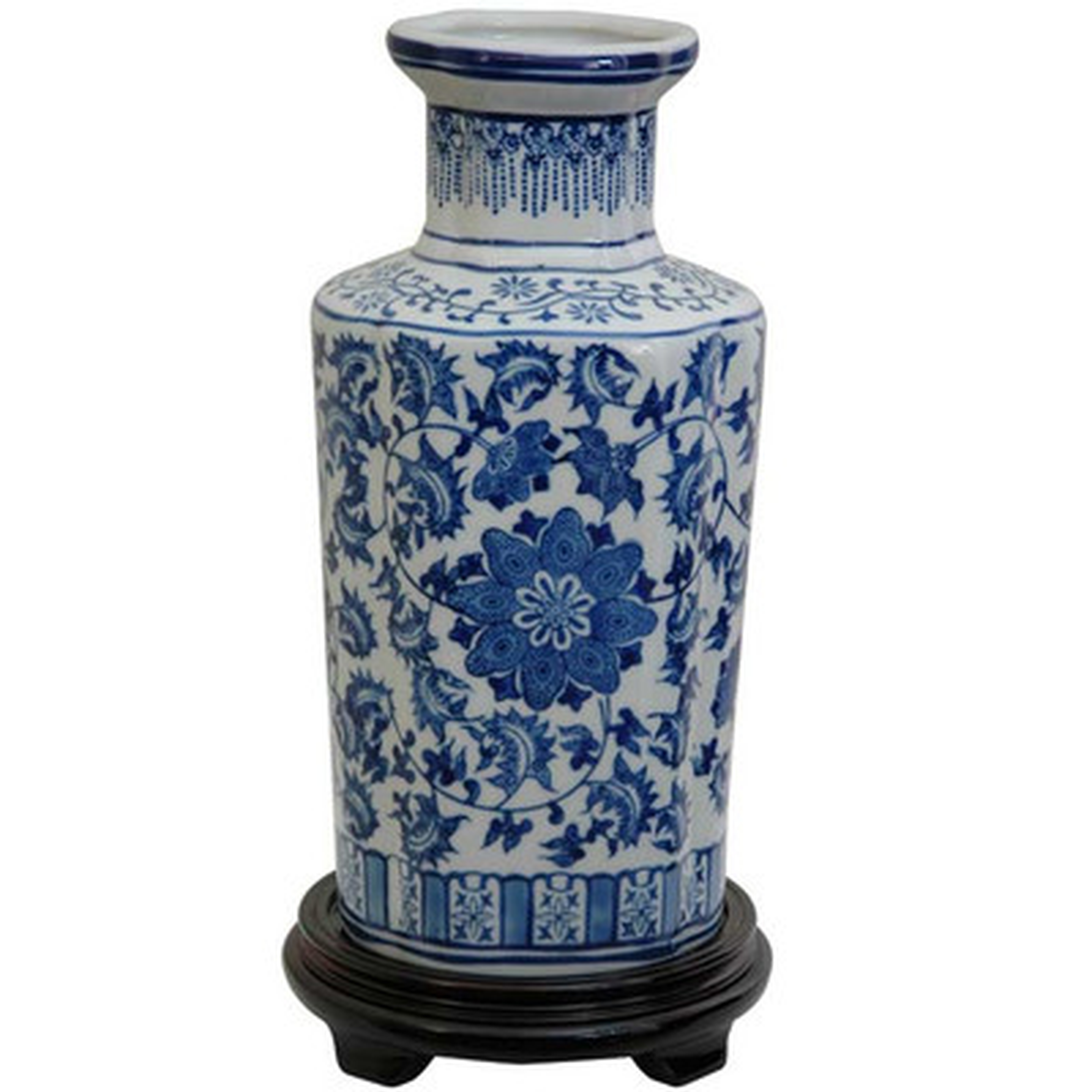 McGibbony Blue Floral Vase - Birch Lane