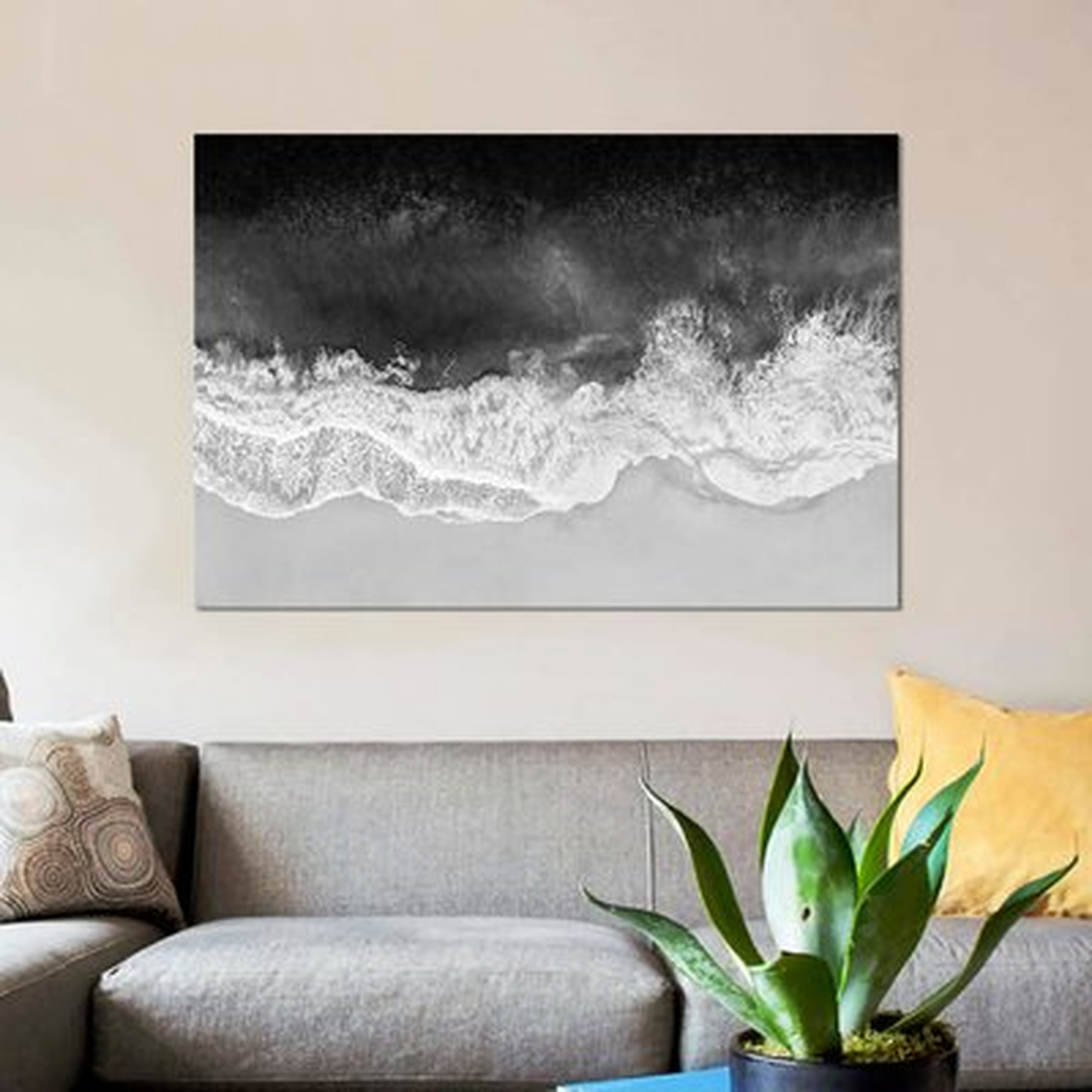 'Waves in Black and White' Graphic Art Print on Canvas - Wayfair