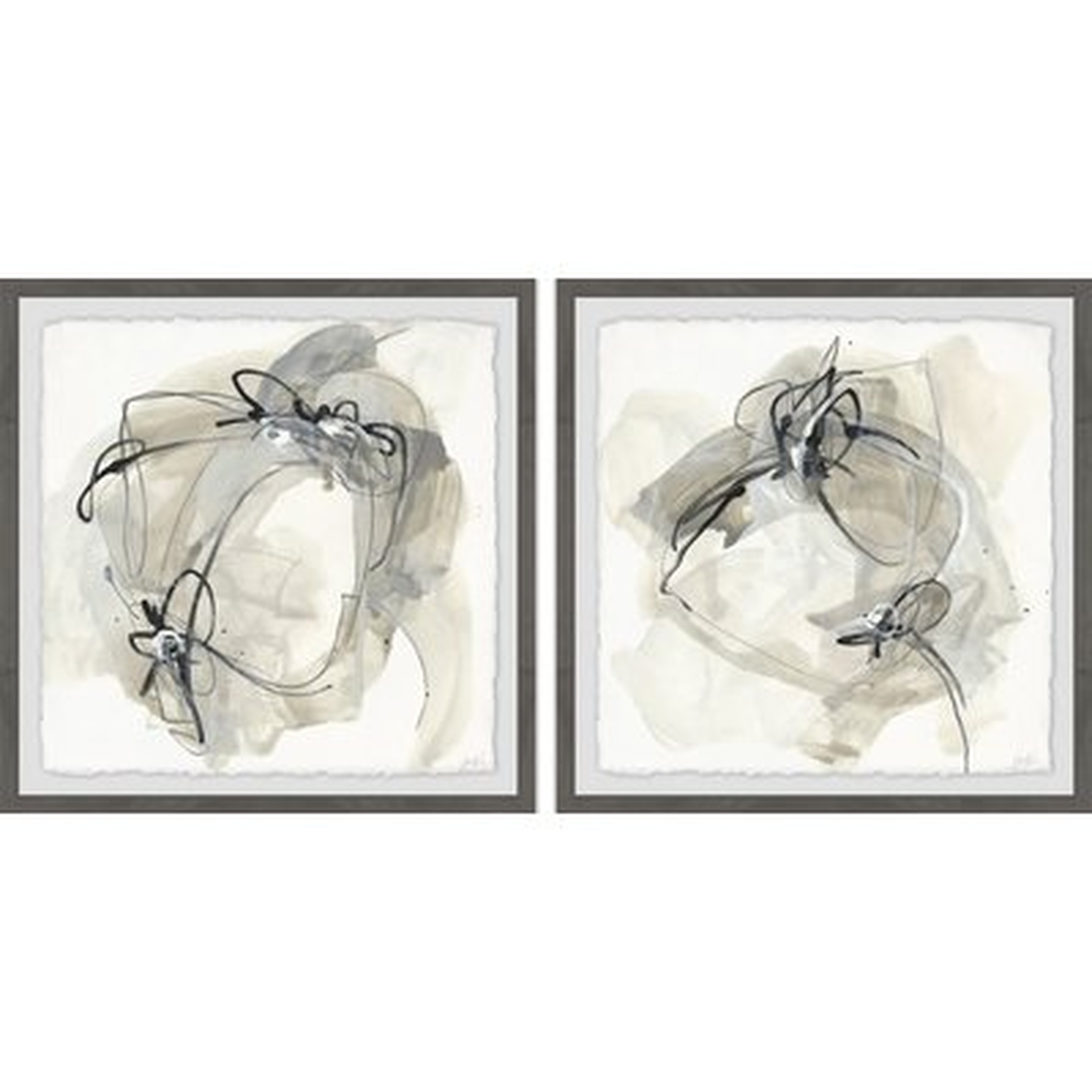 'Twisted Lines' 2 Piece Framed Watercolor Painting Print Set - Wayfair