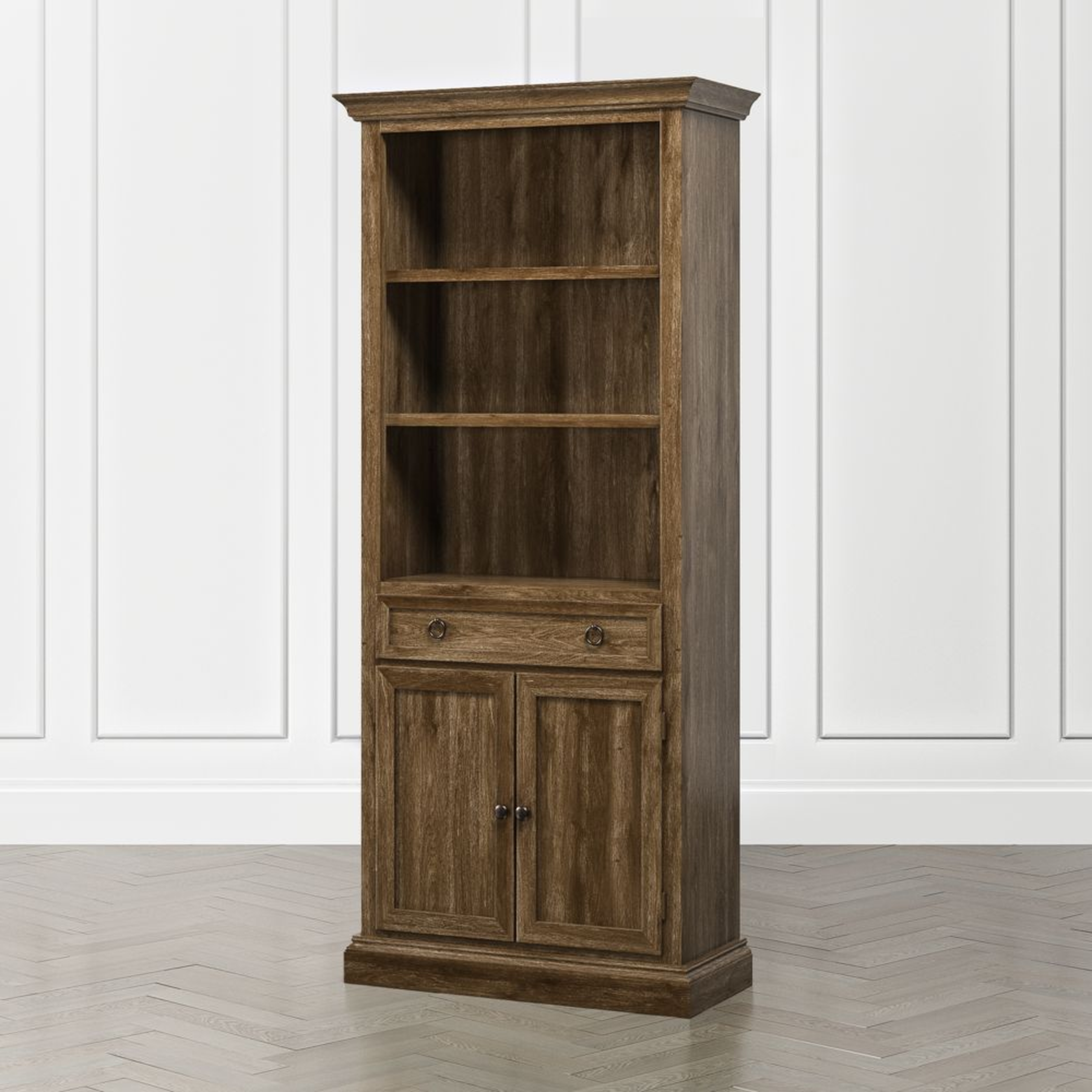 Cameo Nero Noce Storage Bookcase with Full Crown - Crate and Barrel