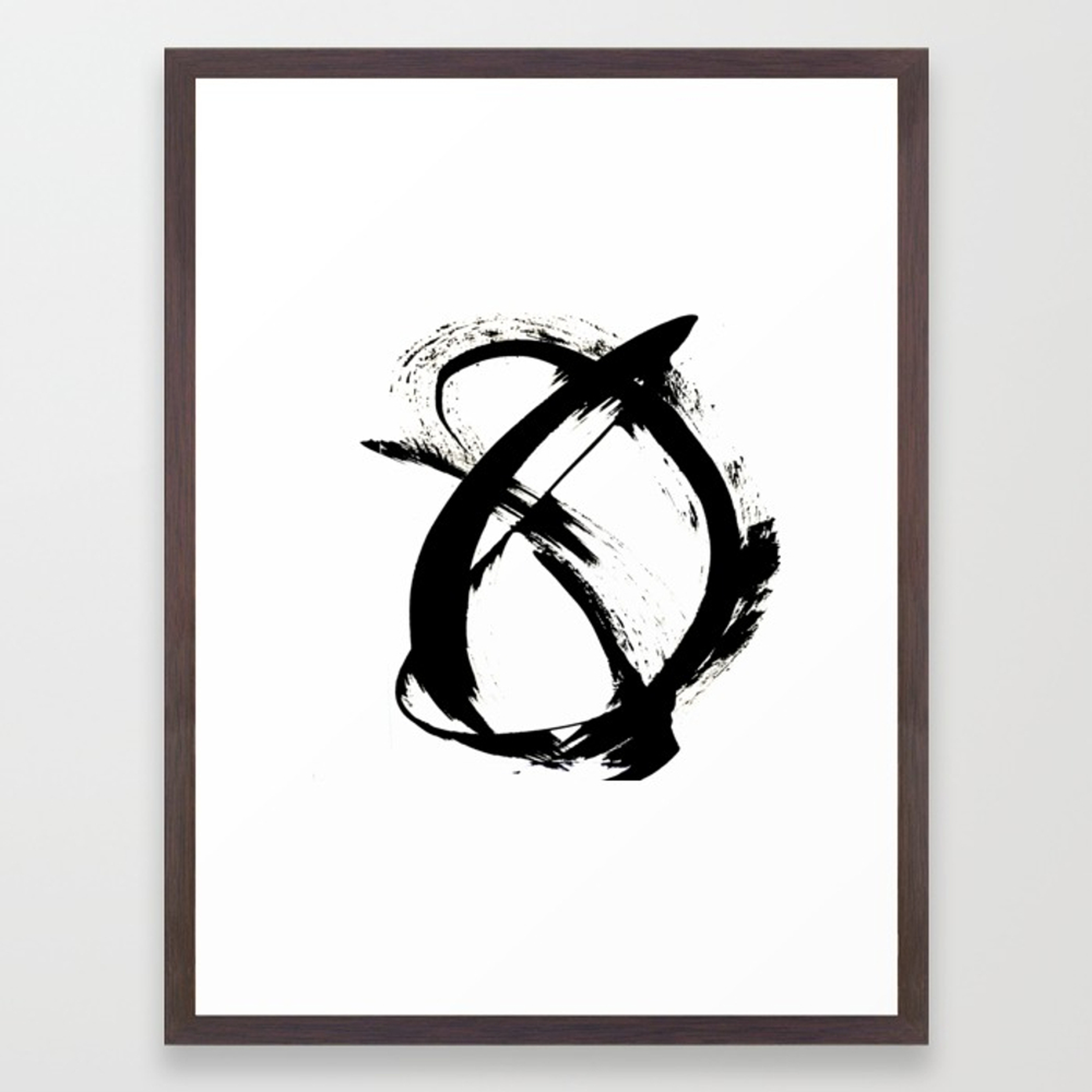 Brushstroke 7: a minimal, abstract, black and white piece Framed Art Print by Blushingbrushstudio - Society6
