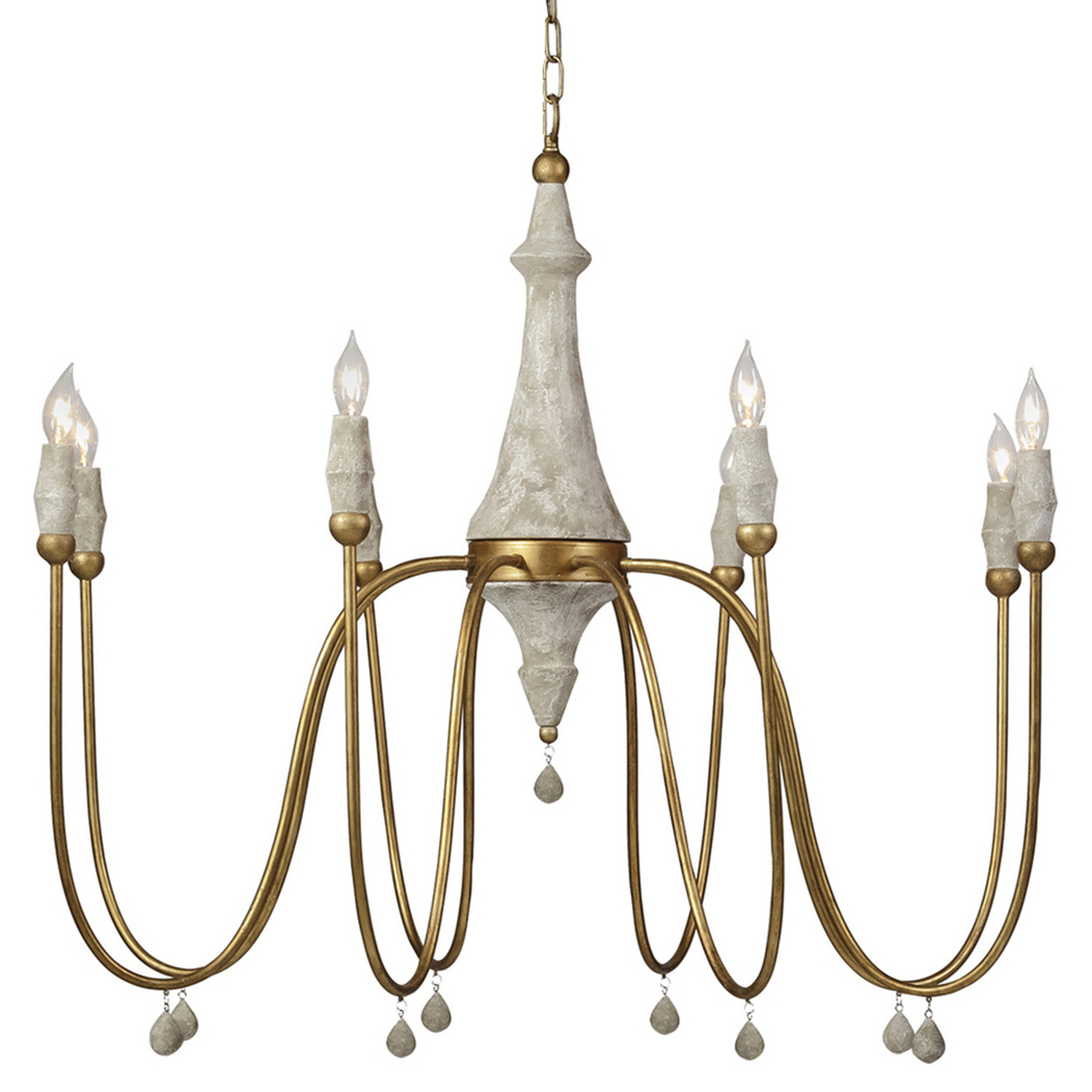 Dominique Vintage Gold Column Chandelier - Kathy Kuo Home