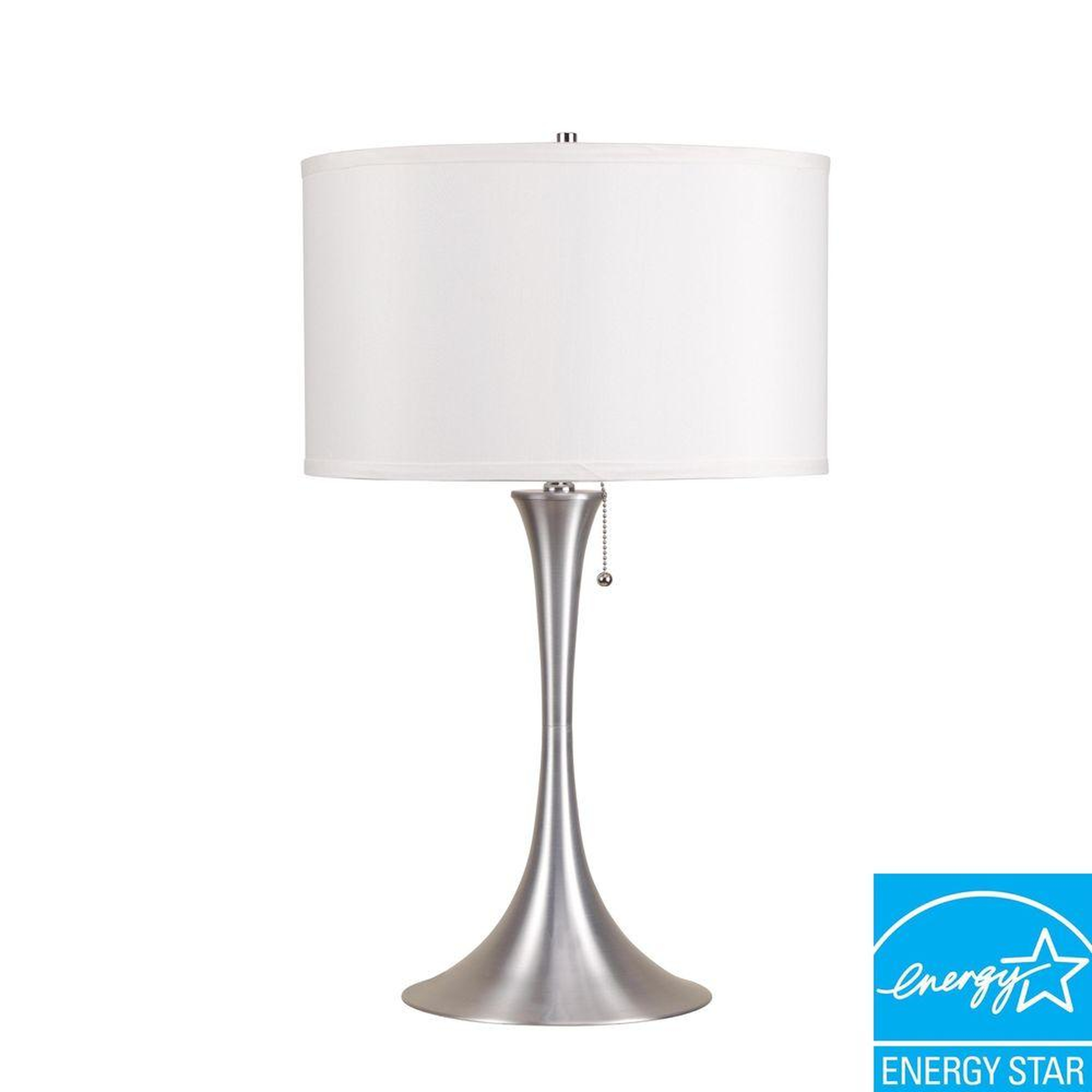 ORE International 27.5 in. Retro Brush White/Silver Table Lamp - Home Depot