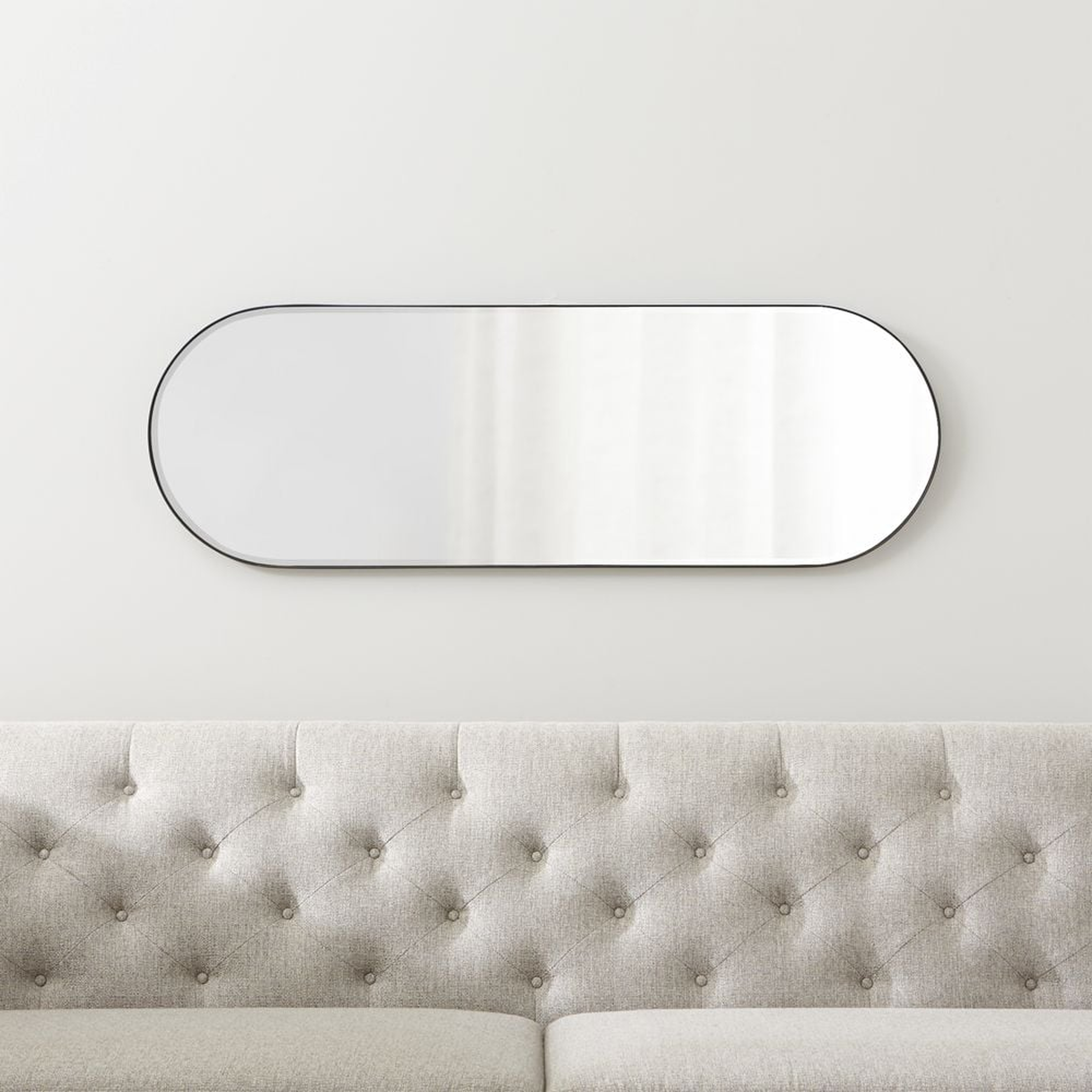 Edge Small Black Capsule Wall Mirror 16"x48" - Crate and Barrel