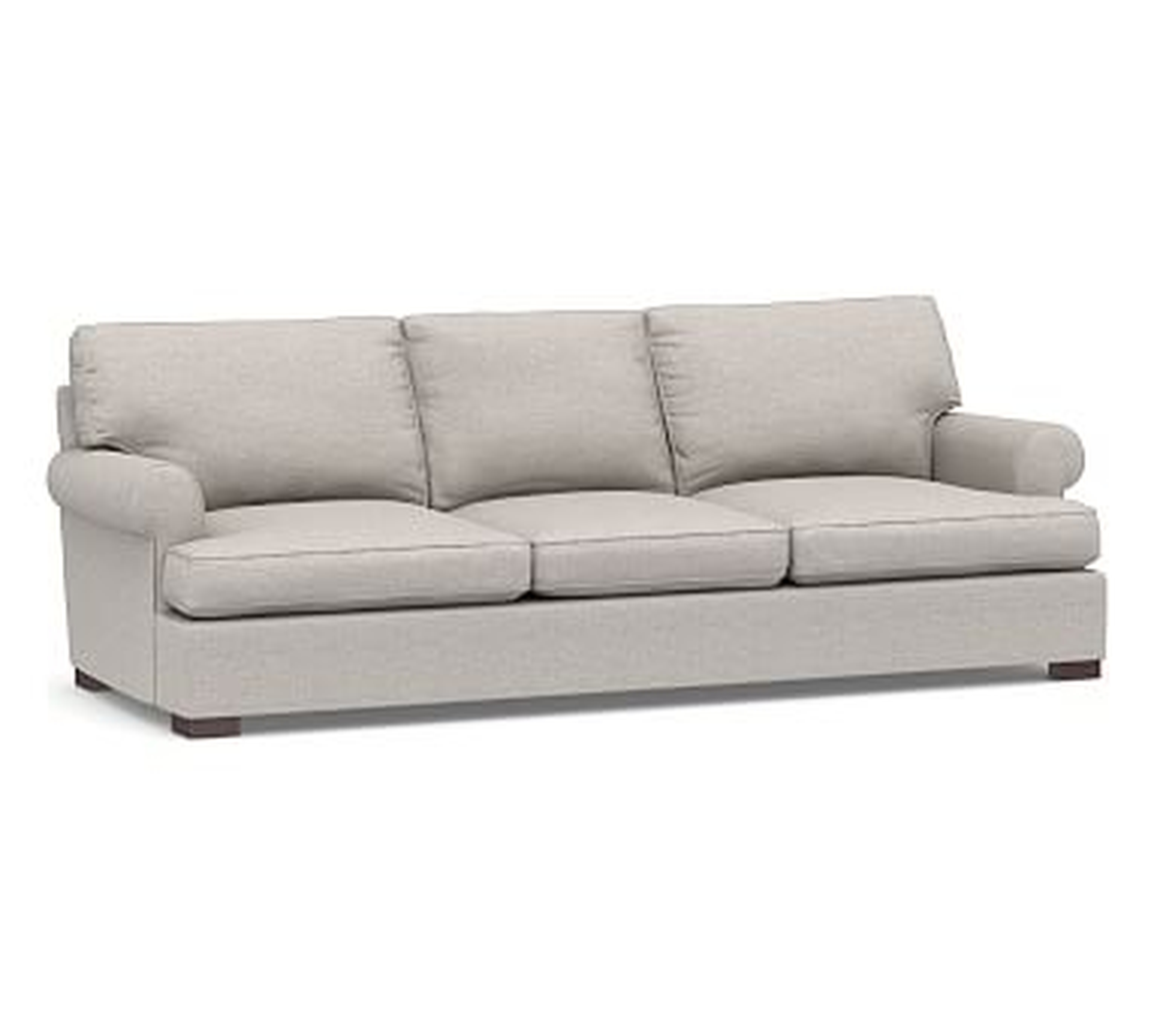 Townsend Roll Arm Upholstered Grand Sofa 101.5", Polyester Wrapped Cushions, Heathered Twill Stone - Pottery Barn