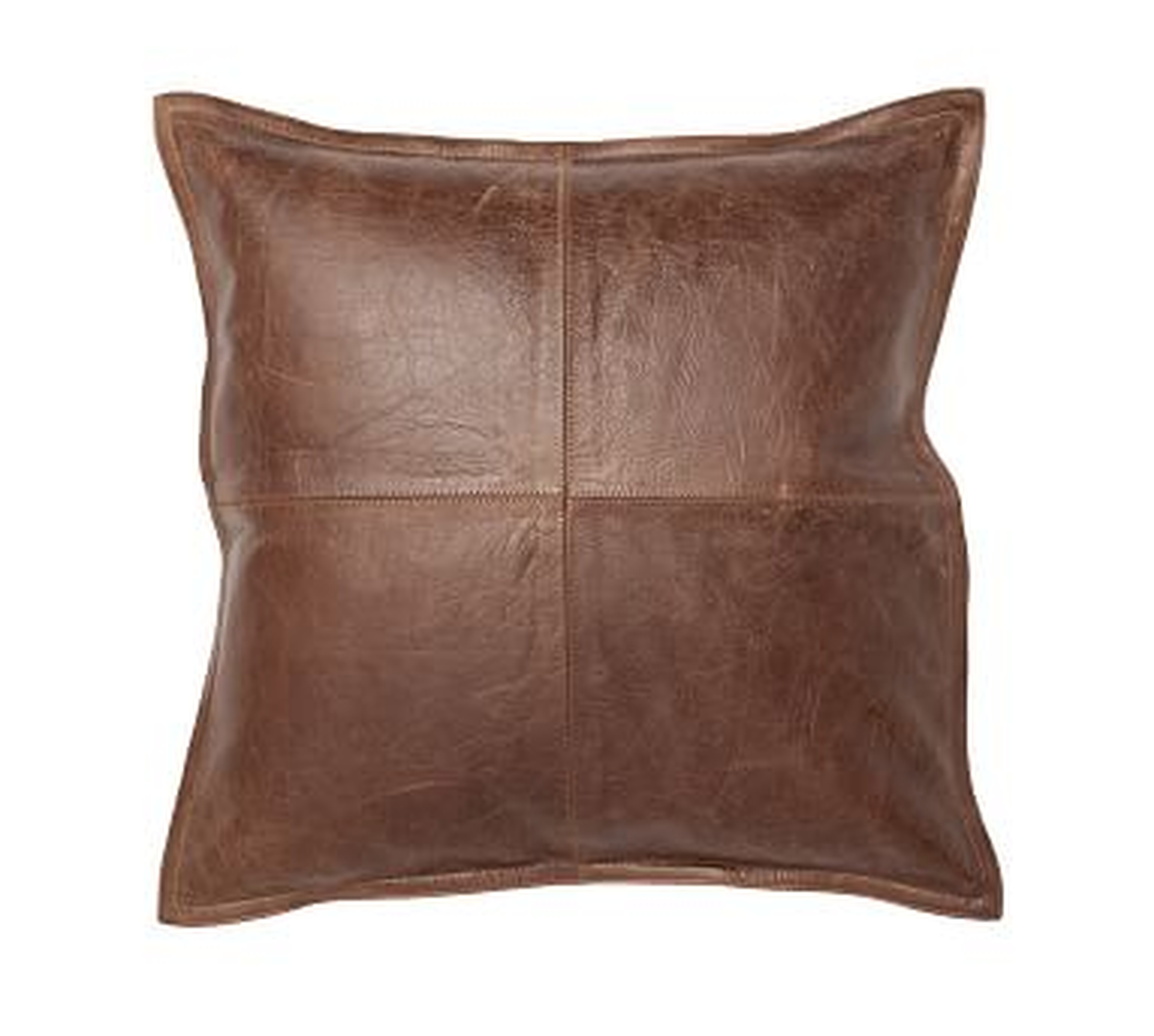 Pieced Leather Pillow Cover, 20", Whiskey Brown - Pottery Barn