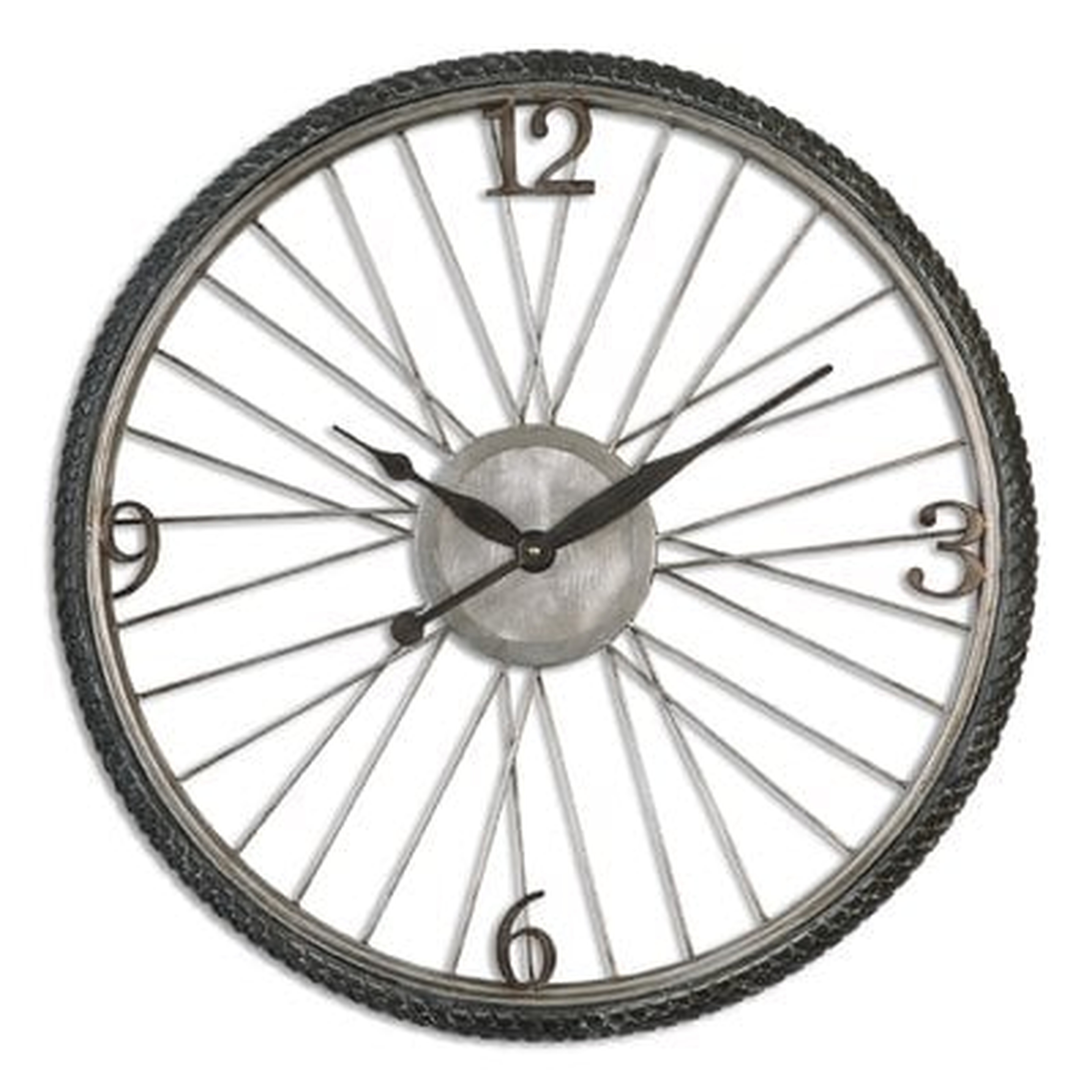 26.25" Aged Silver Round Wall Clock - Wayfair
