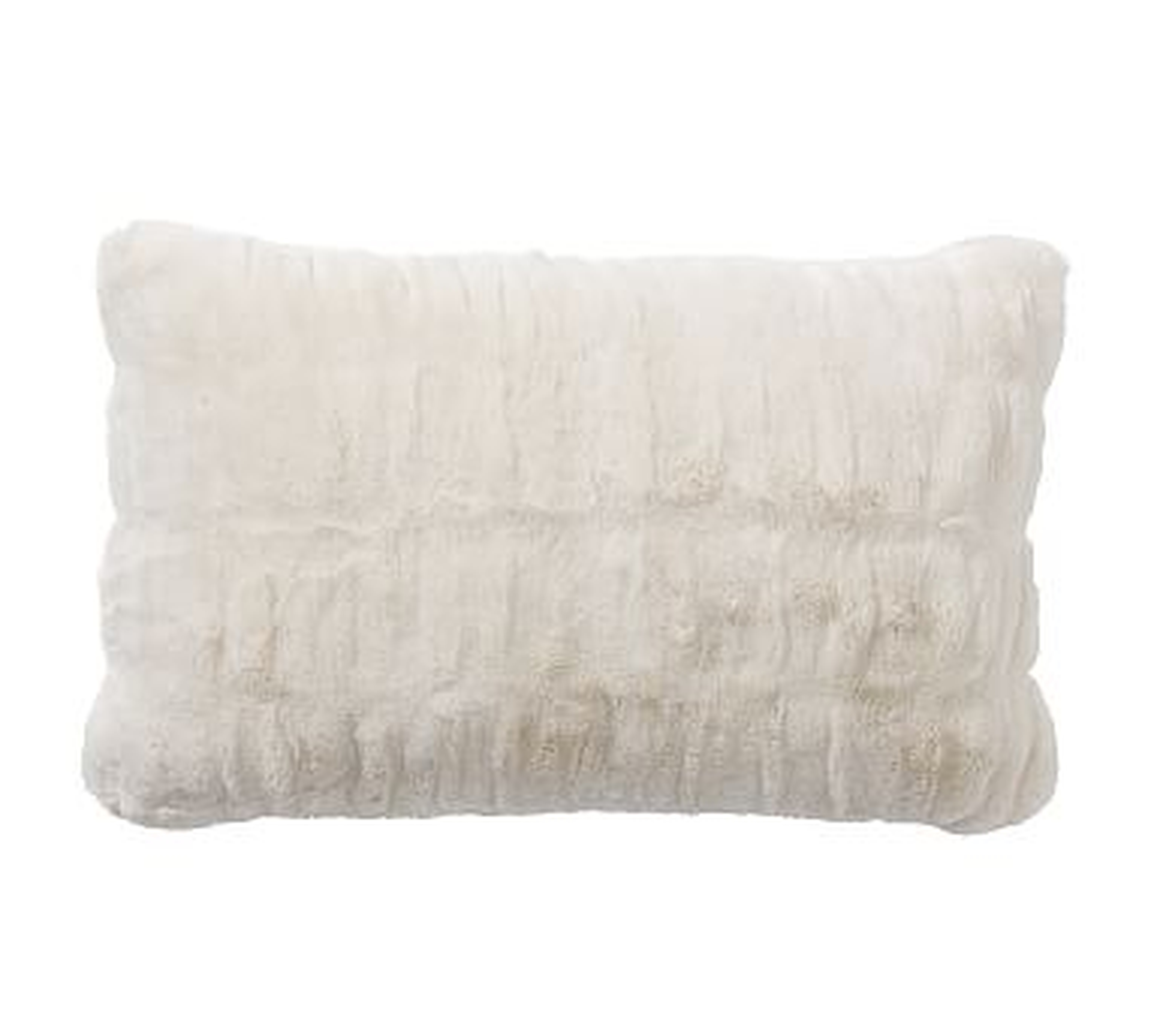 Faux Fur Ruched Lumbar Pillow Cover, 16 x 26", Ivory - Pottery Barn