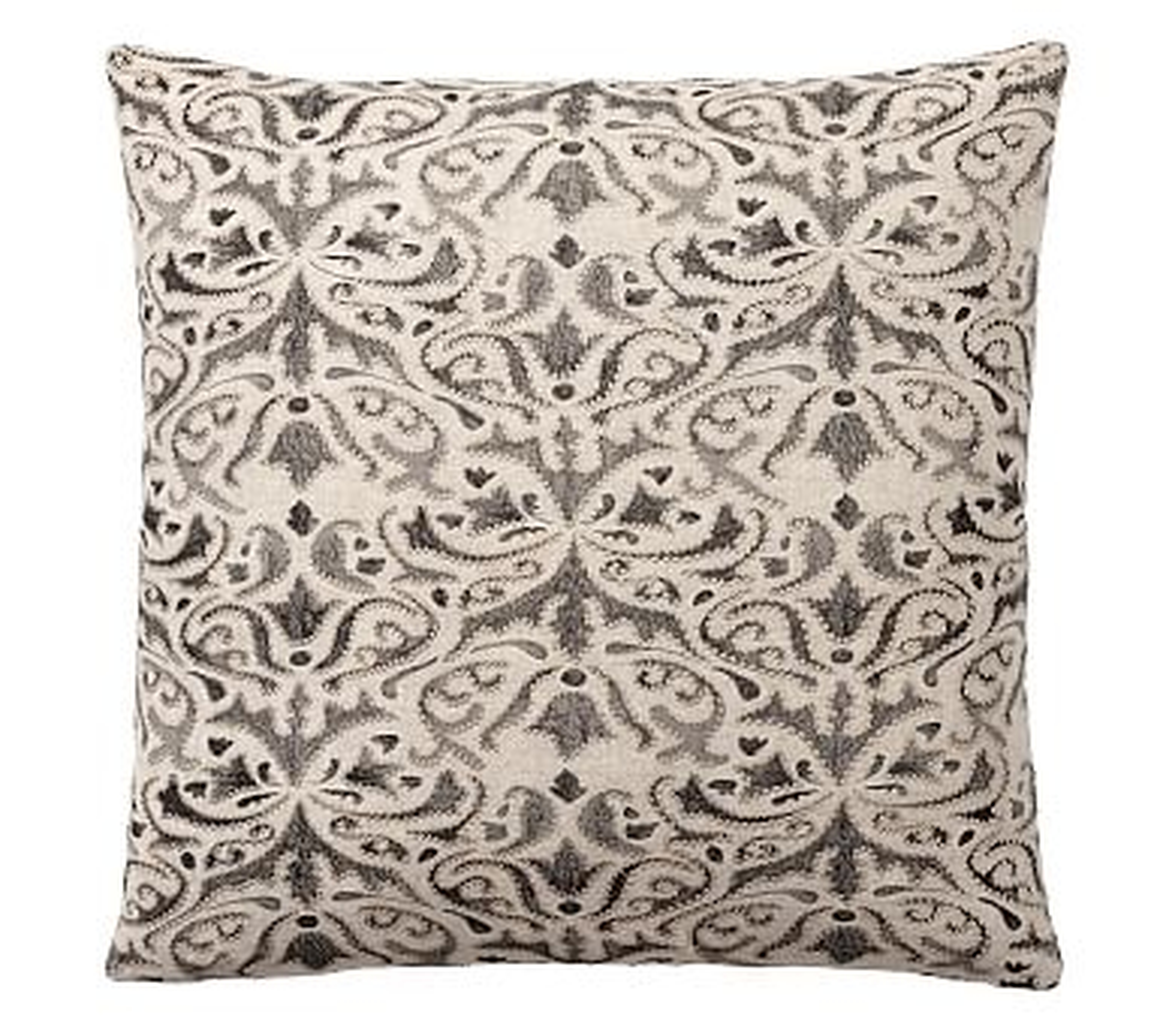 Reilley Embroidered Pillow Cover, 22", Steel Gray - Pottery Barn