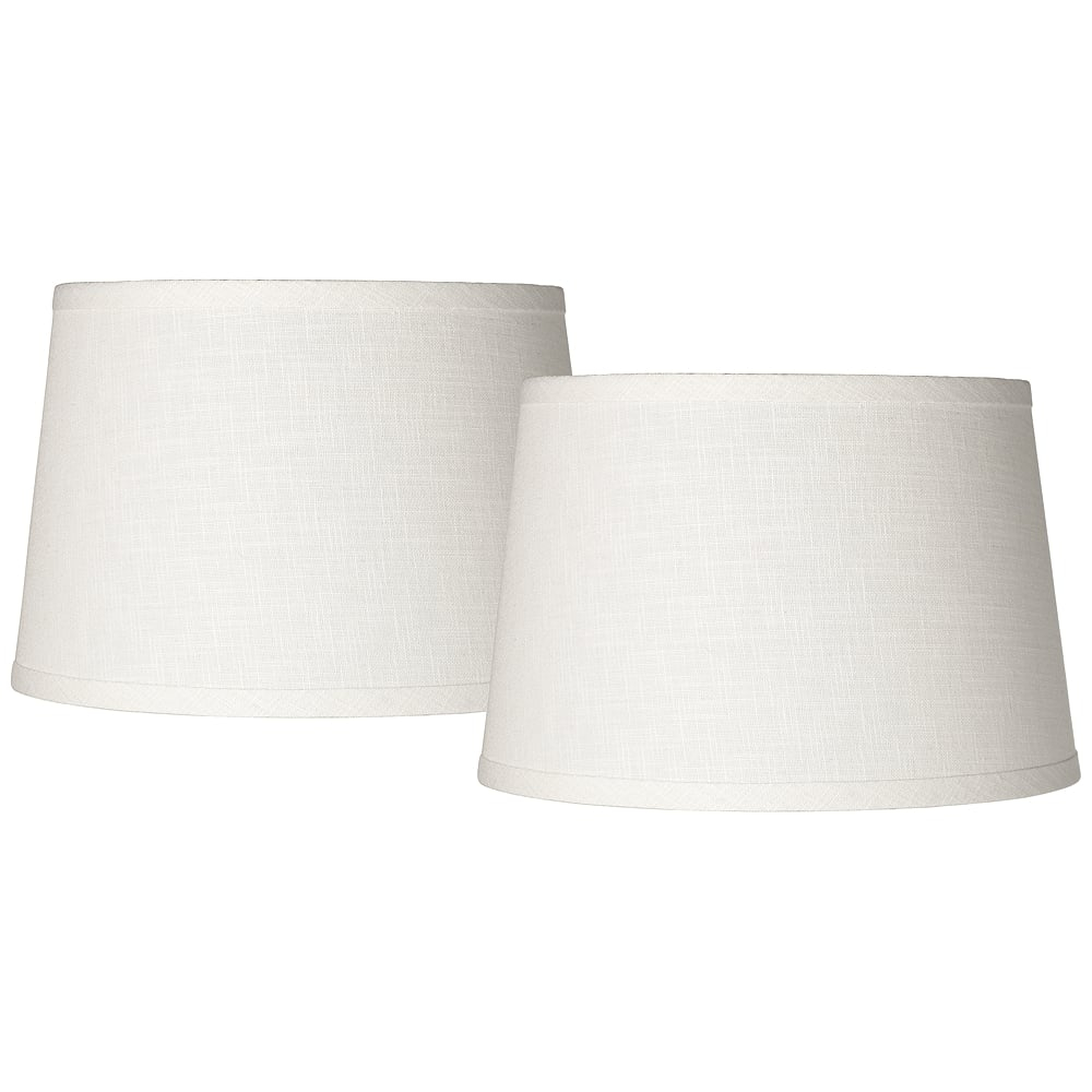 Set of 2 White Linen Drum Lamp Shade 10x12x8 (Spider) - Style # 35H43 - Lamps Plus