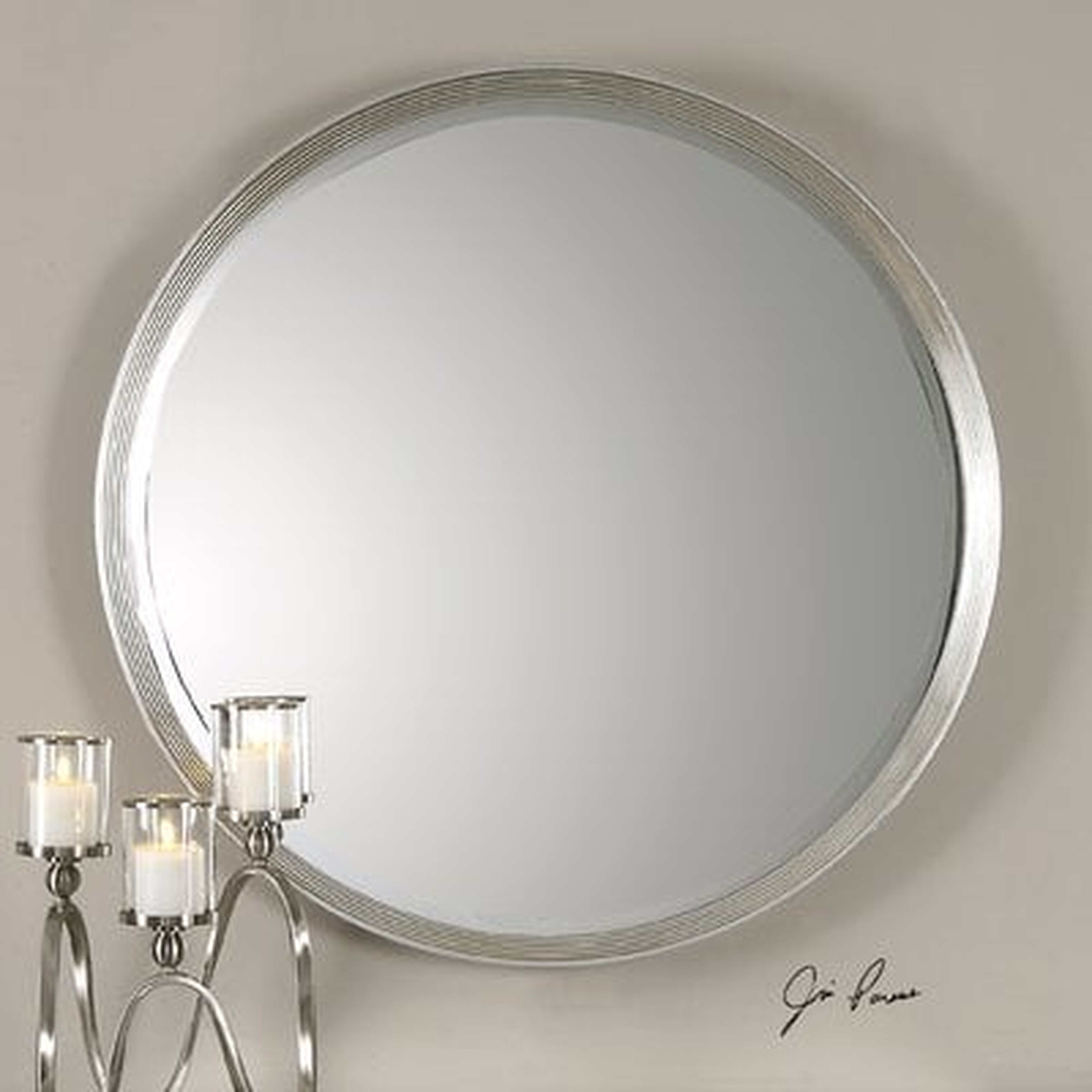 Round Silver Accent Wall Mirror - Wayfair