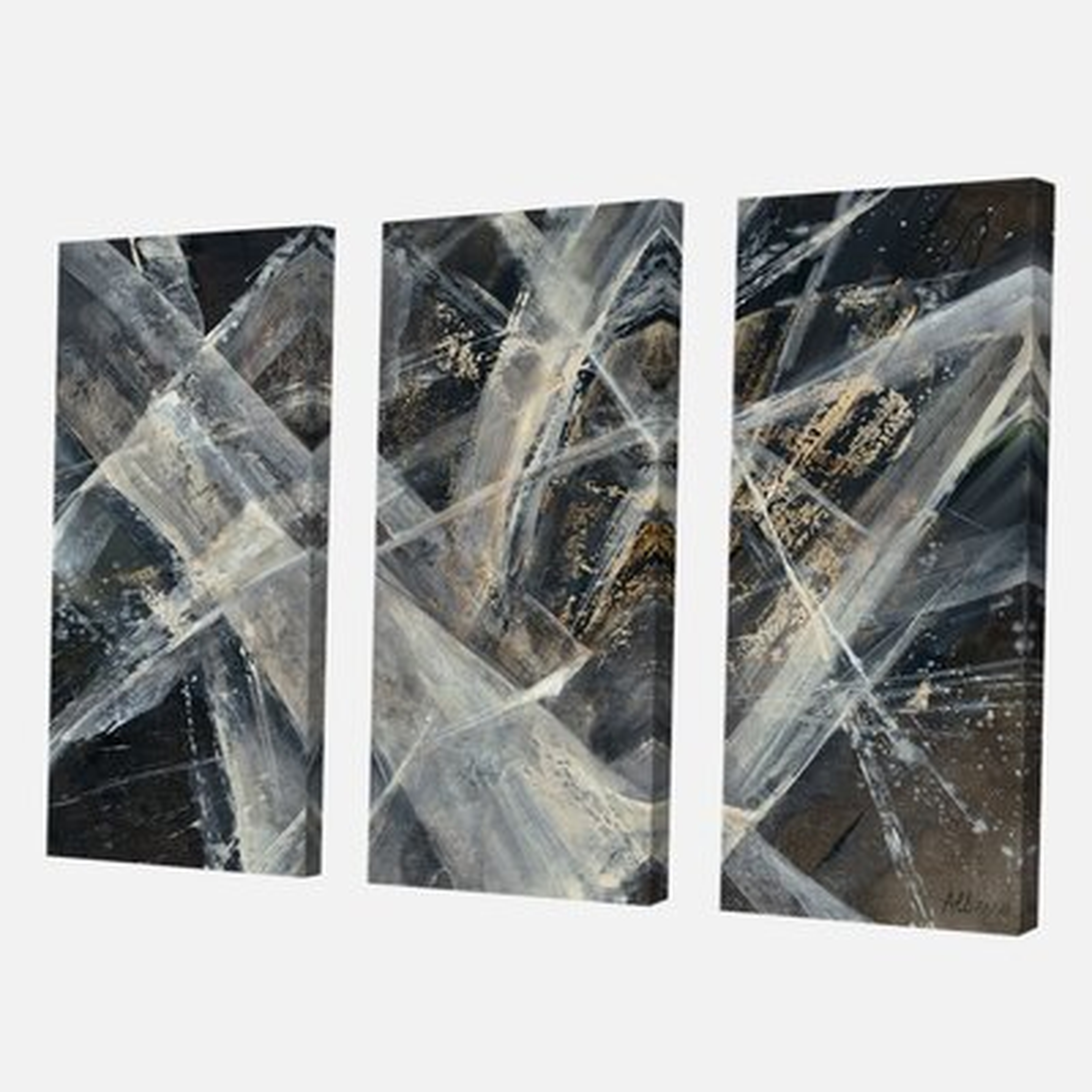 'Abstract Glacial Black and White' Painting Multi-Piece Image on Wrapped Canvas - Wayfair