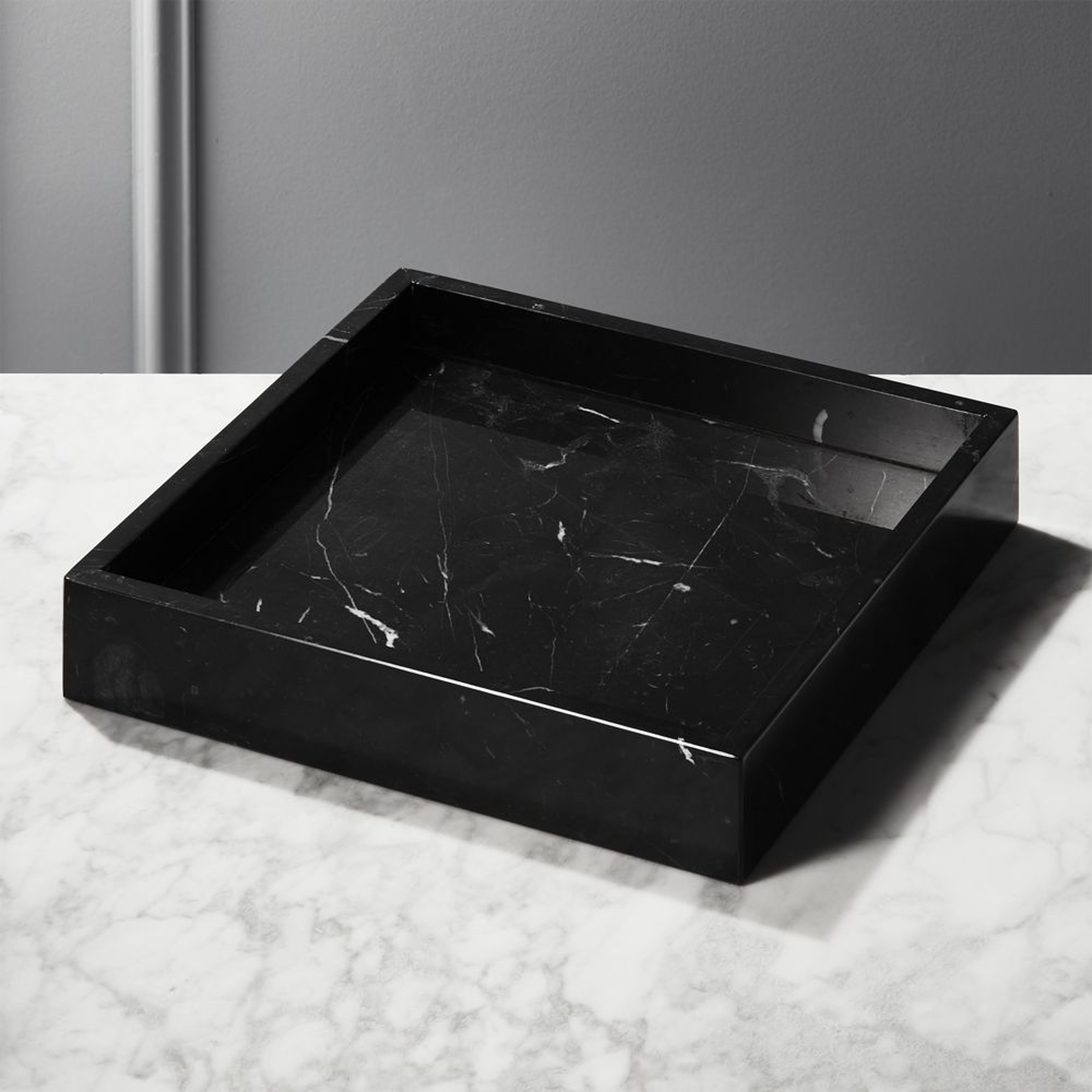 Stack Black Marble Tray - CB2
