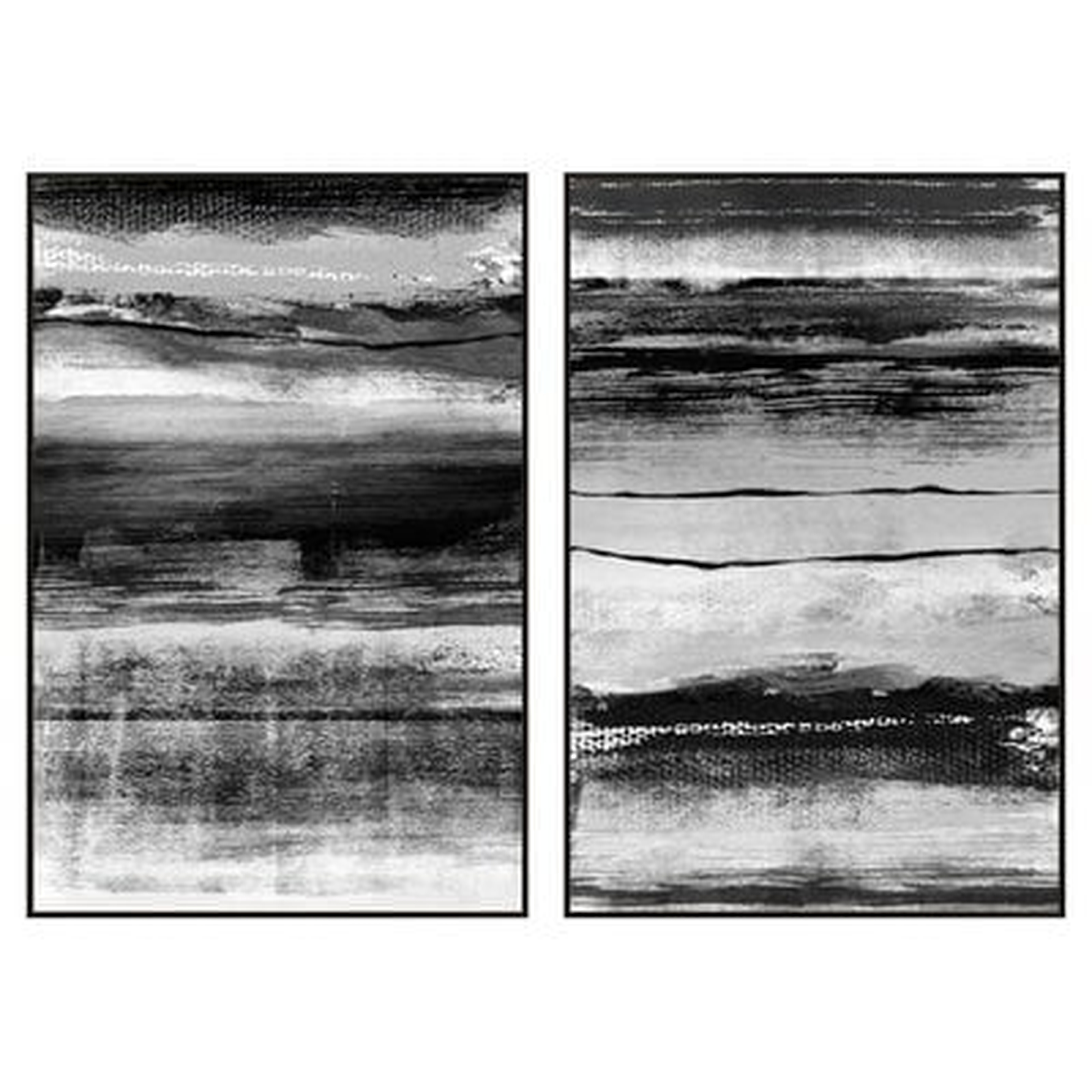 Black and White Strokes 2 Piece Framed Graphic Art Set - Wayfair