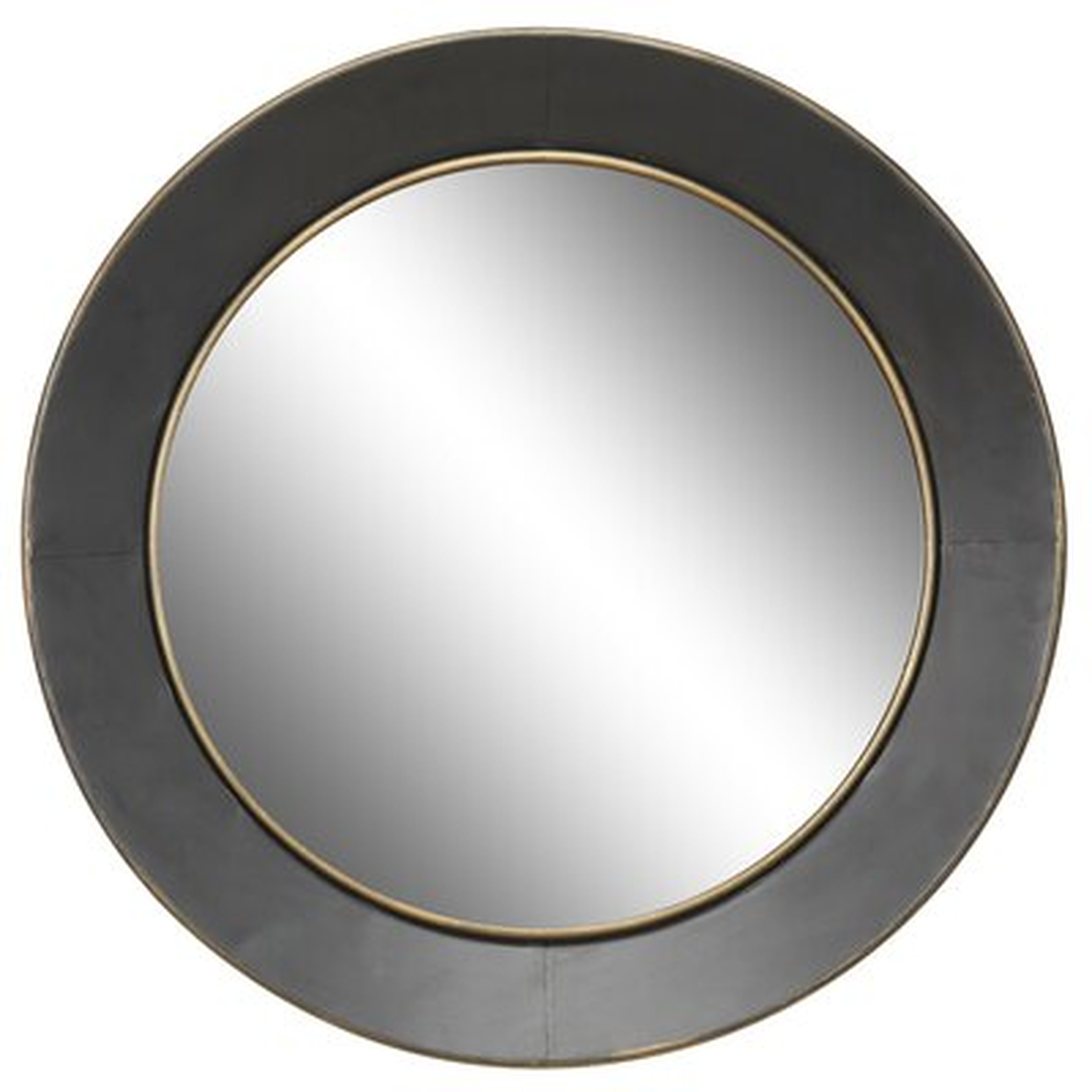 Large, Round Industrial Metal Wall Mirror W/ Metallic Gold Trim, 30” X 30” - Wayfair