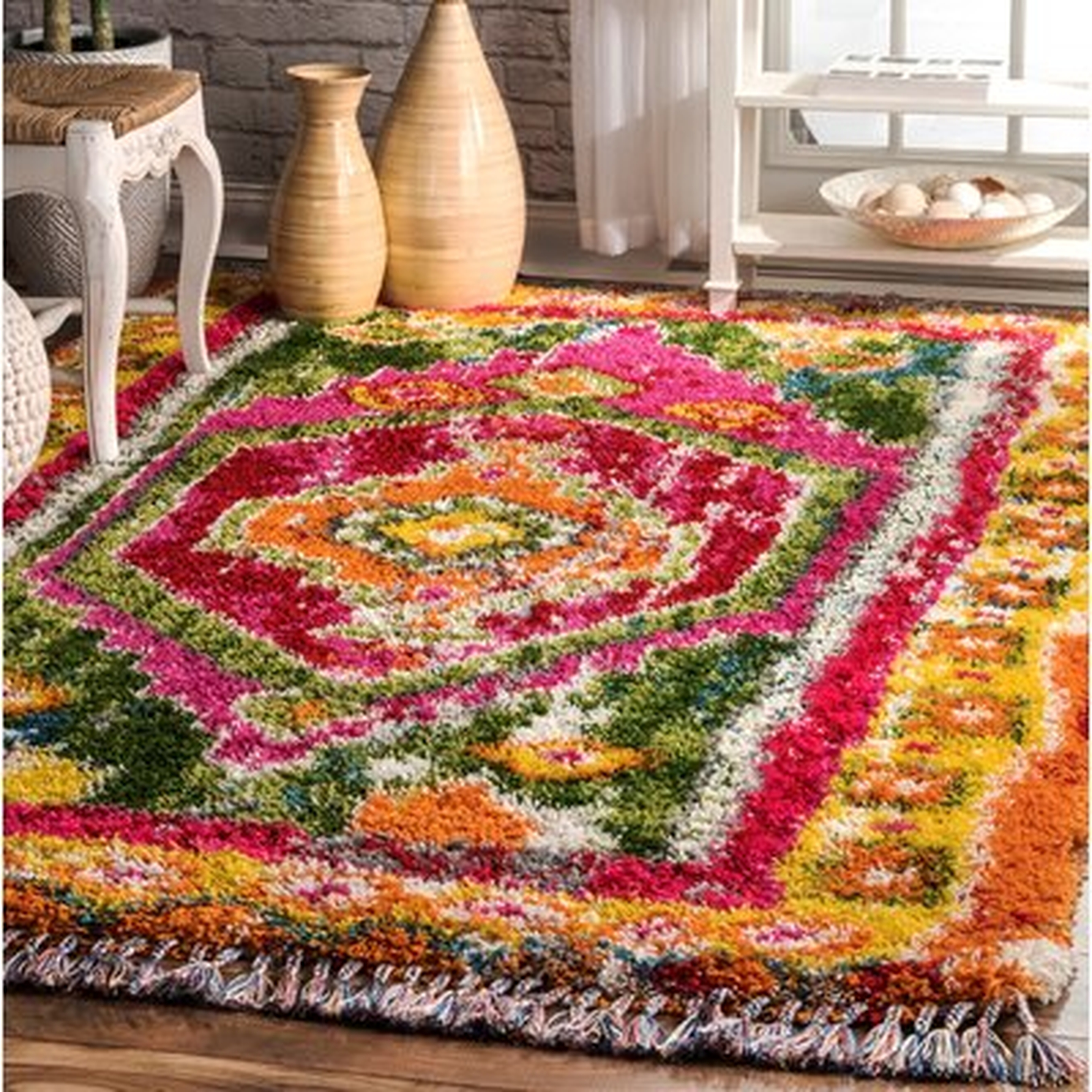 Thierry Pink/Green Area Rug - Wayfair
