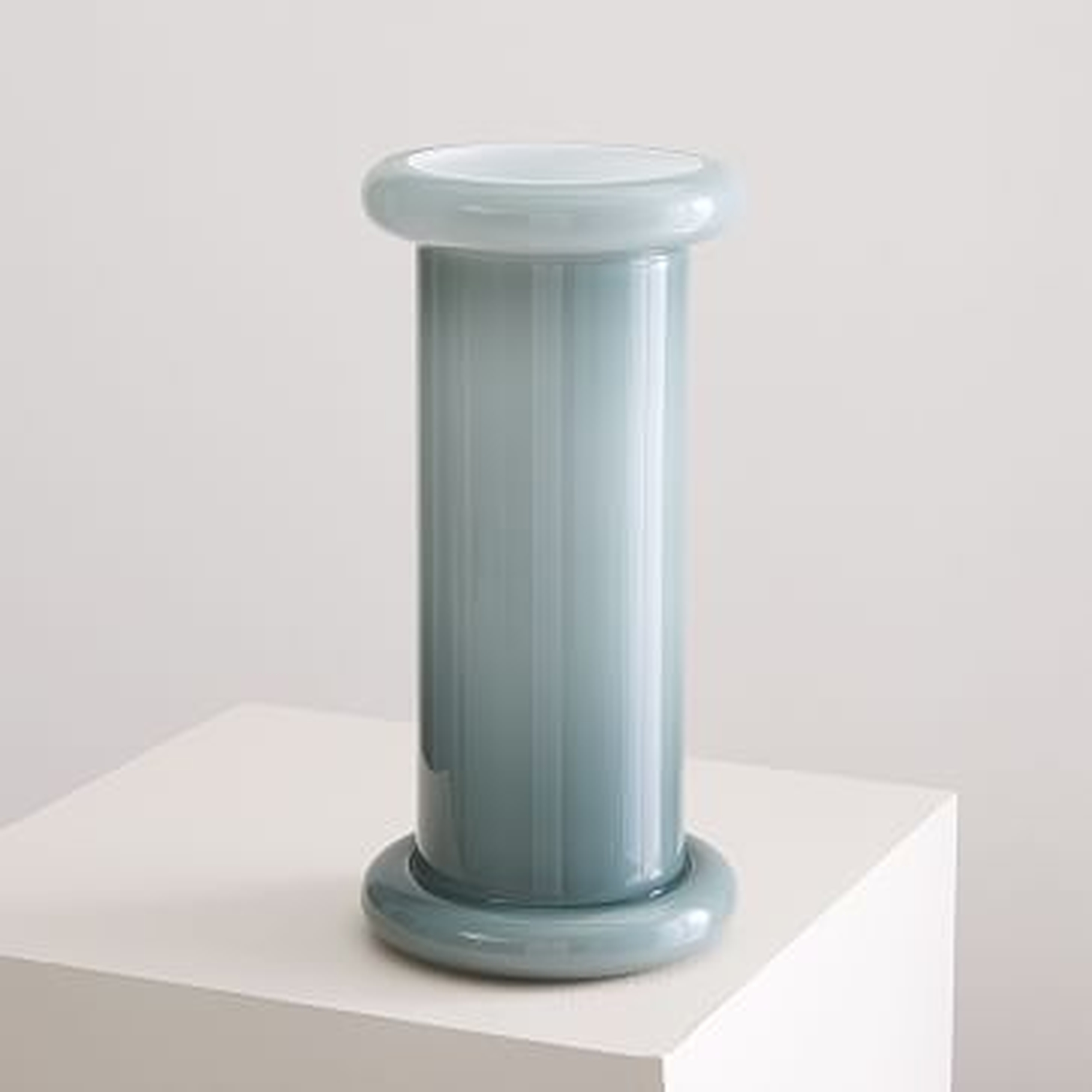 Cased Glass Column Vase, Frost Gray - West Elm