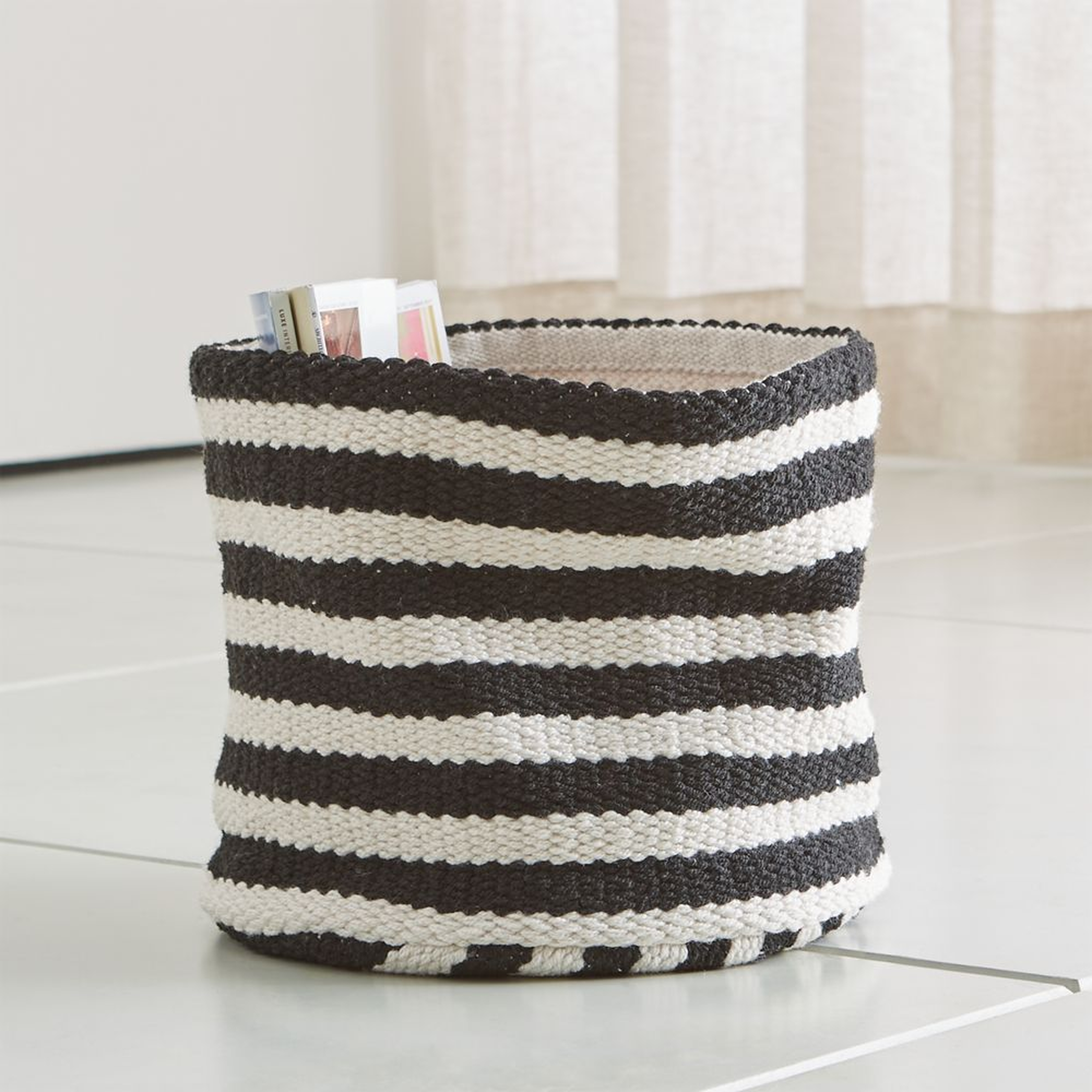 Mohave Medium Stripe Basket - Crate and Barrel