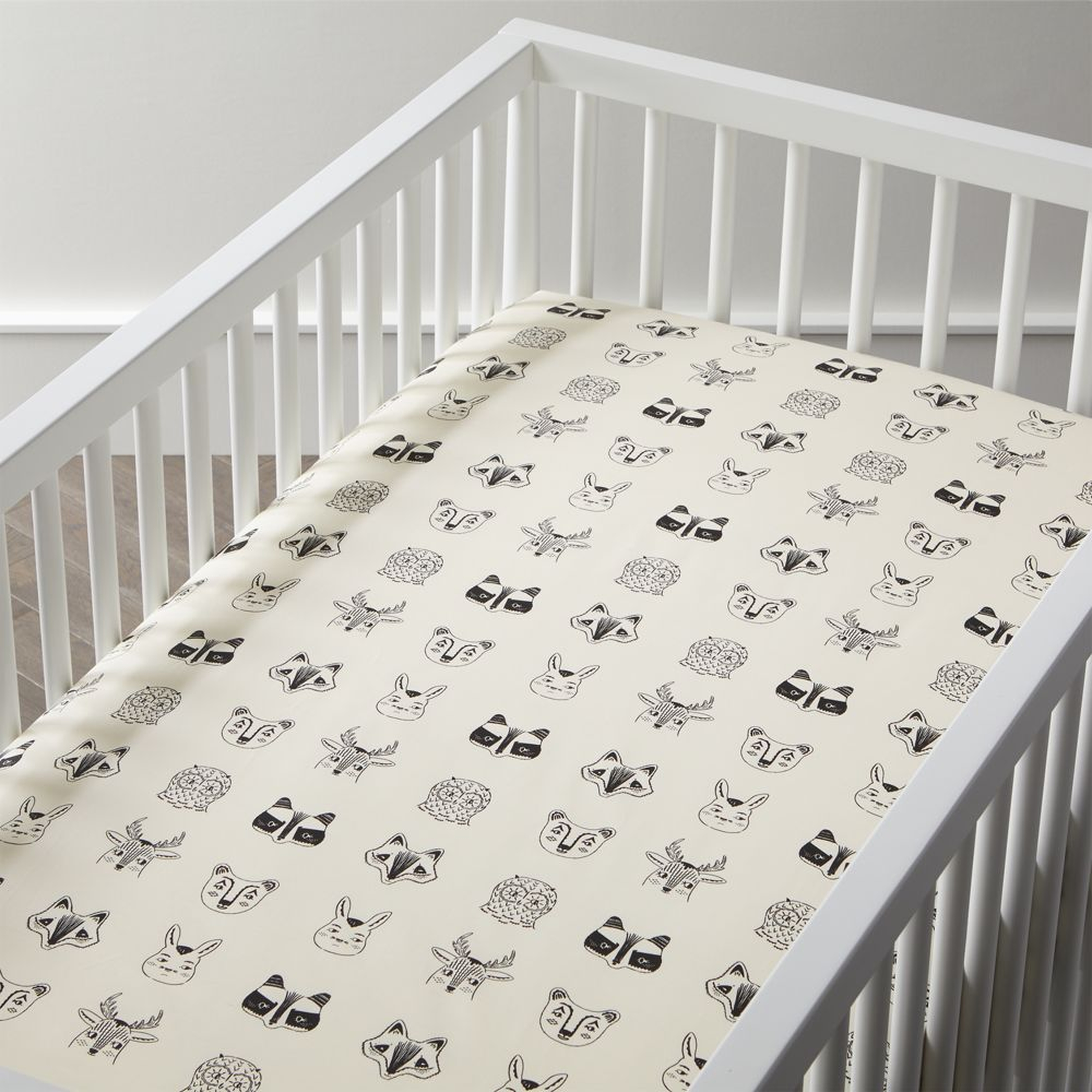 Organic Cotton Roxy Marj Woodland Animal Baby Crib Fitted Sheet - Crate and Barrel