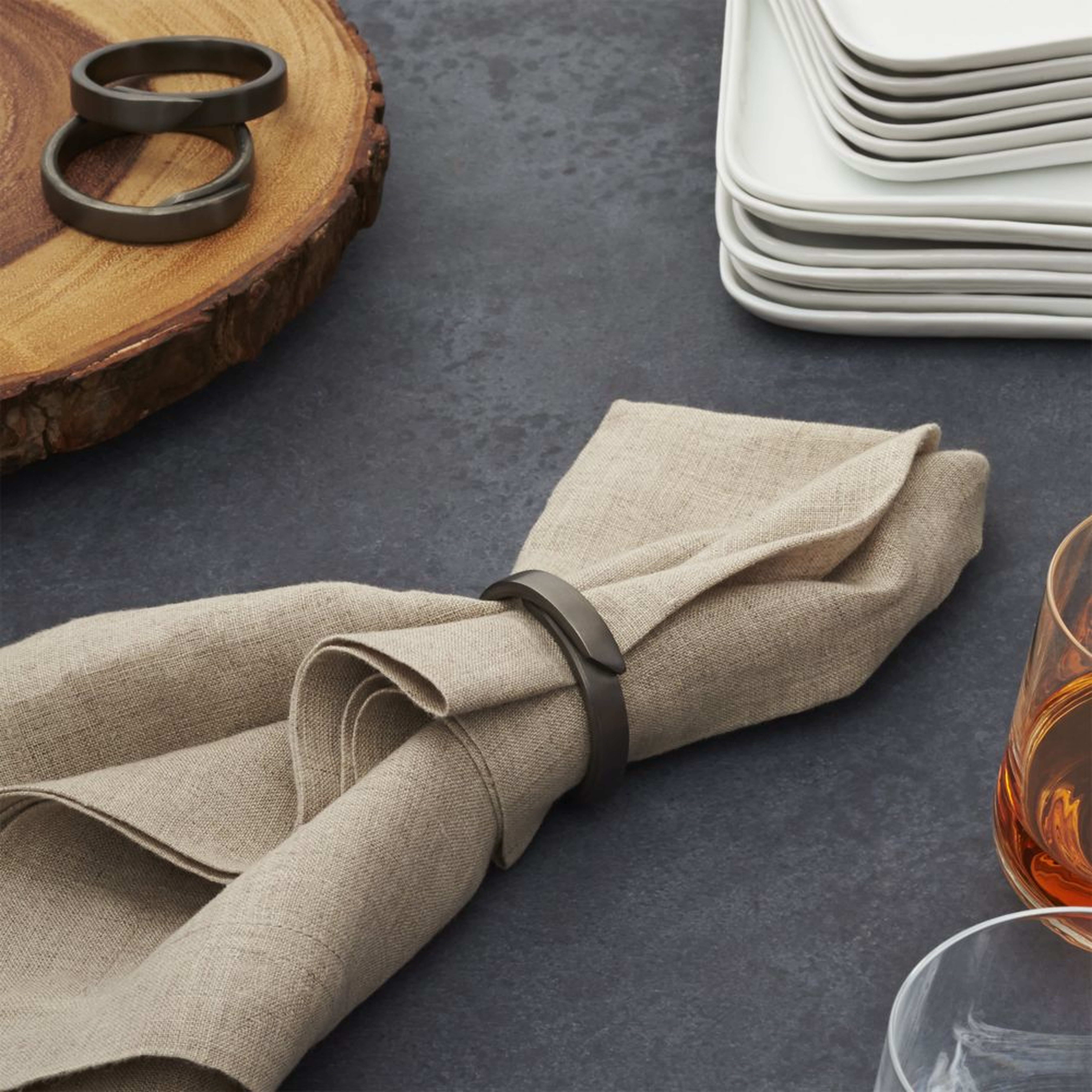 Wrap Black Napkin Ring - Crate and Barrel