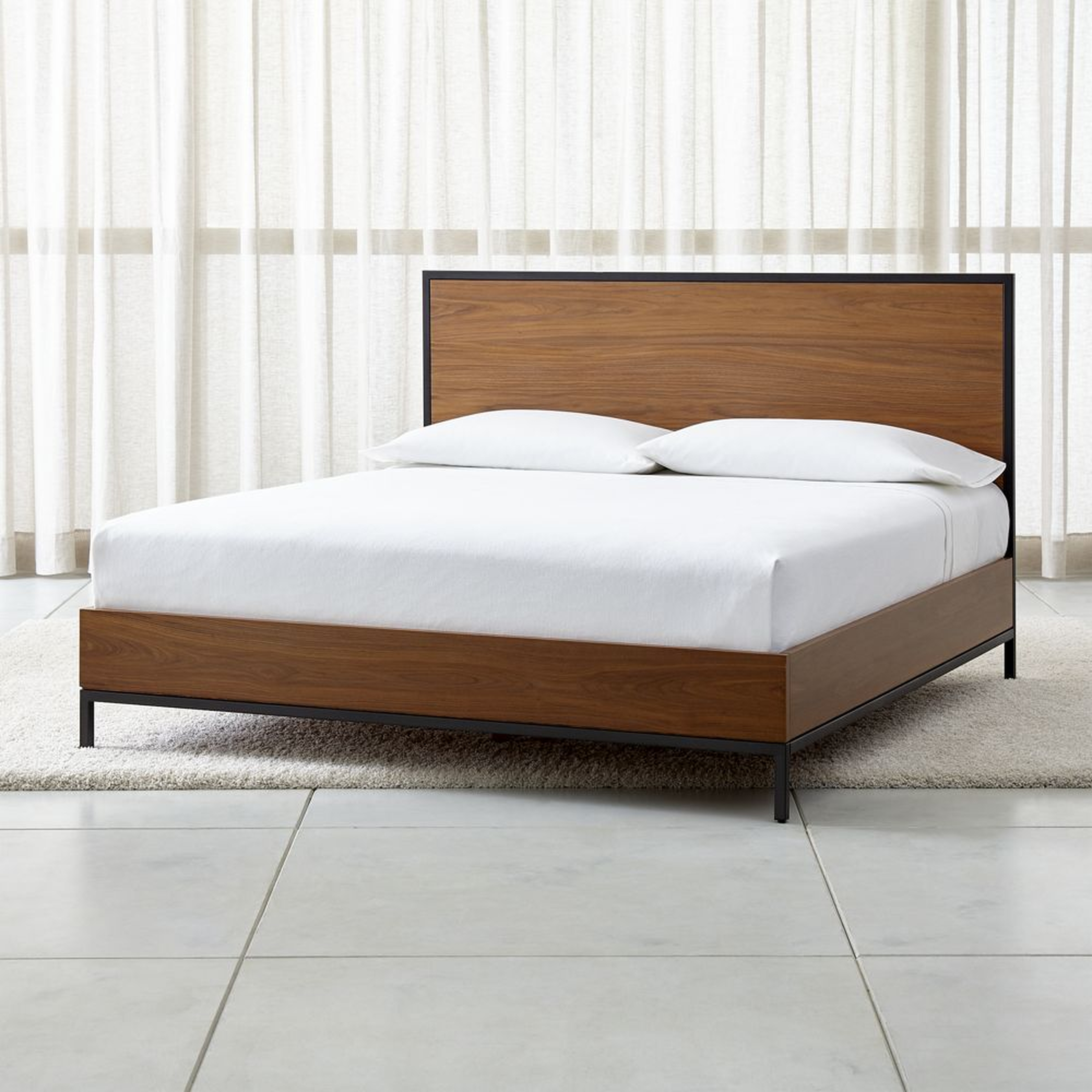 James Walnut with Black Frame King Bed - Crate and Barrel
