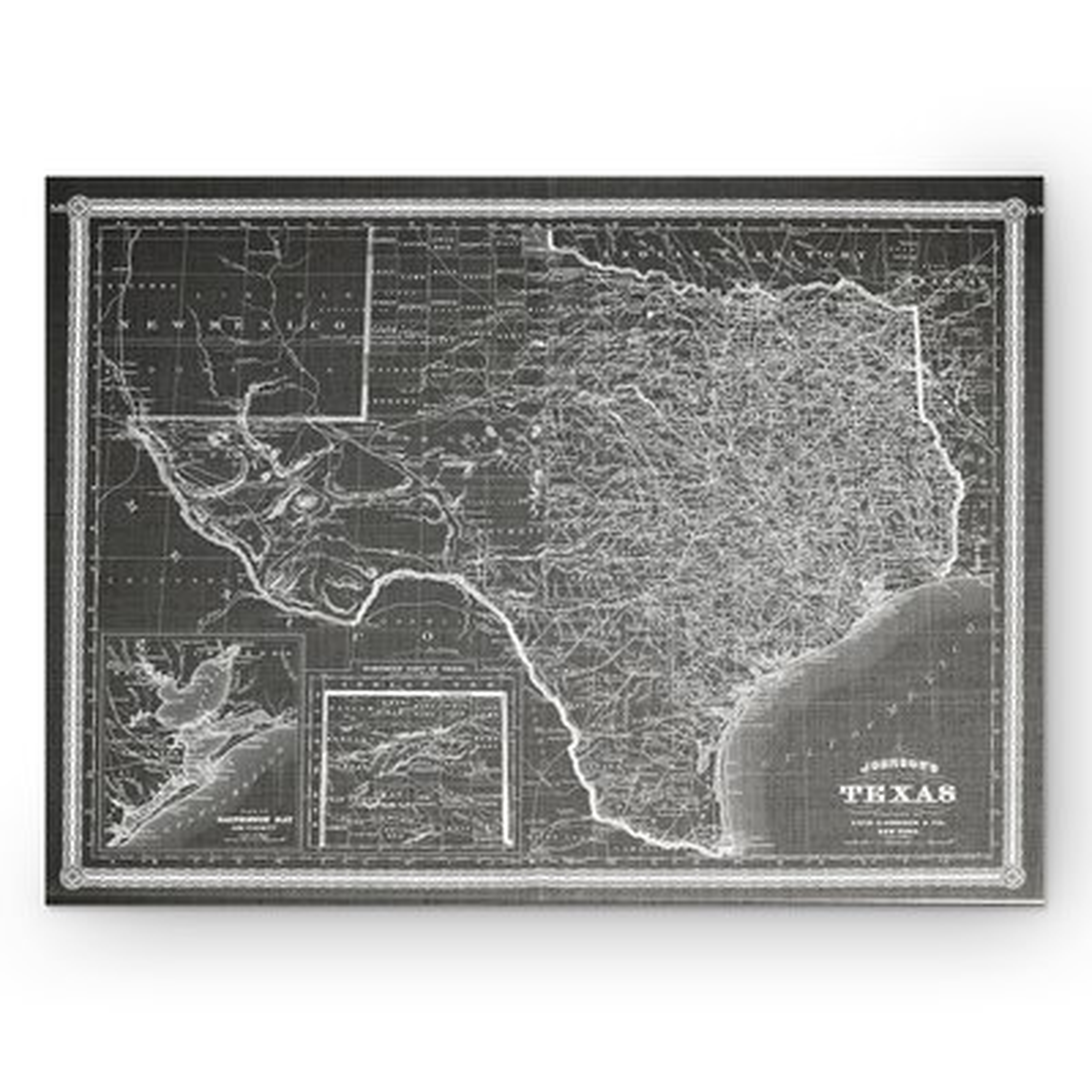 'Vintage Map Texas' Graphic Art Print on Wrapped Canvas in Gray - Wayfair