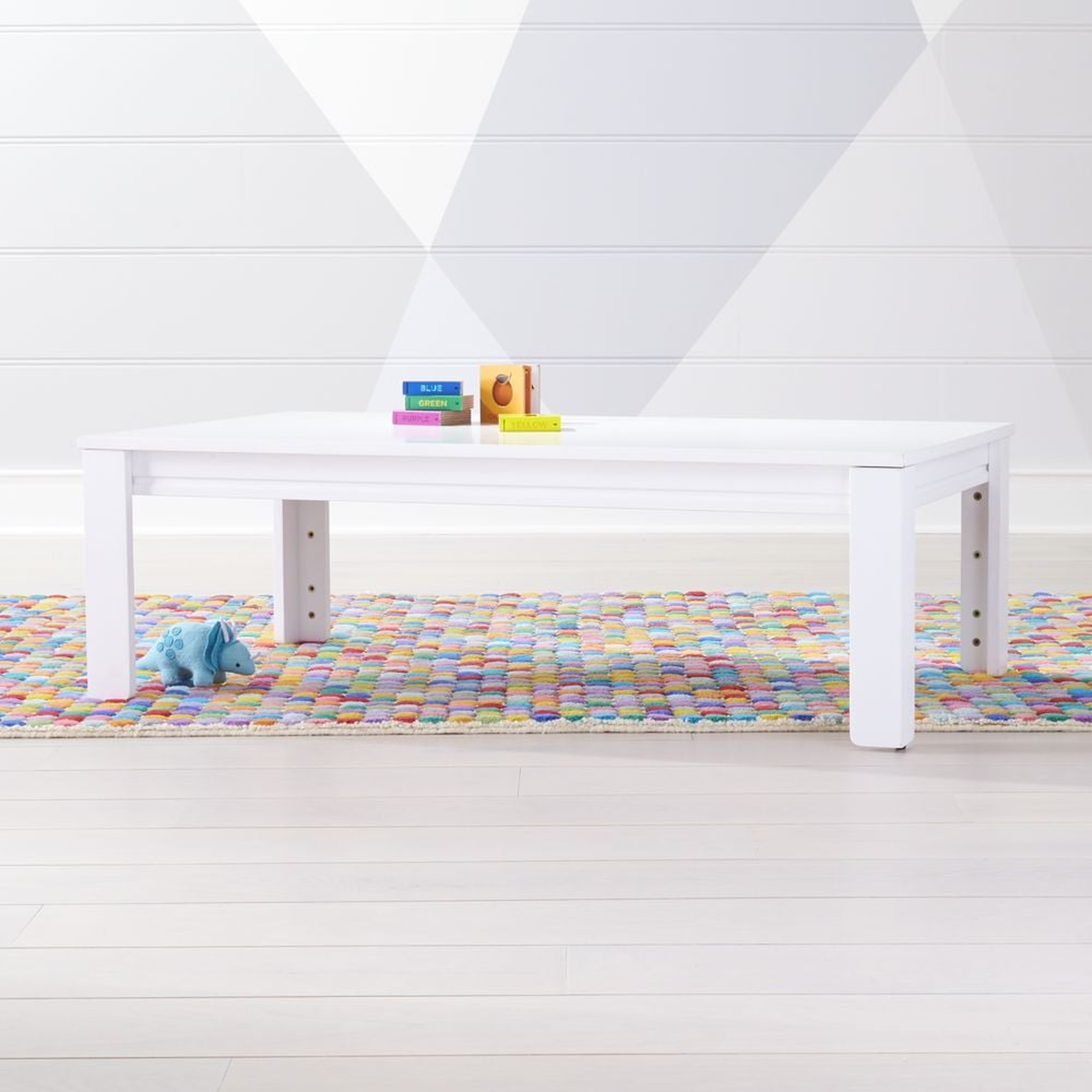 Adjustable White Wood Large Kids Table with 15" Legs - Crate & Kids