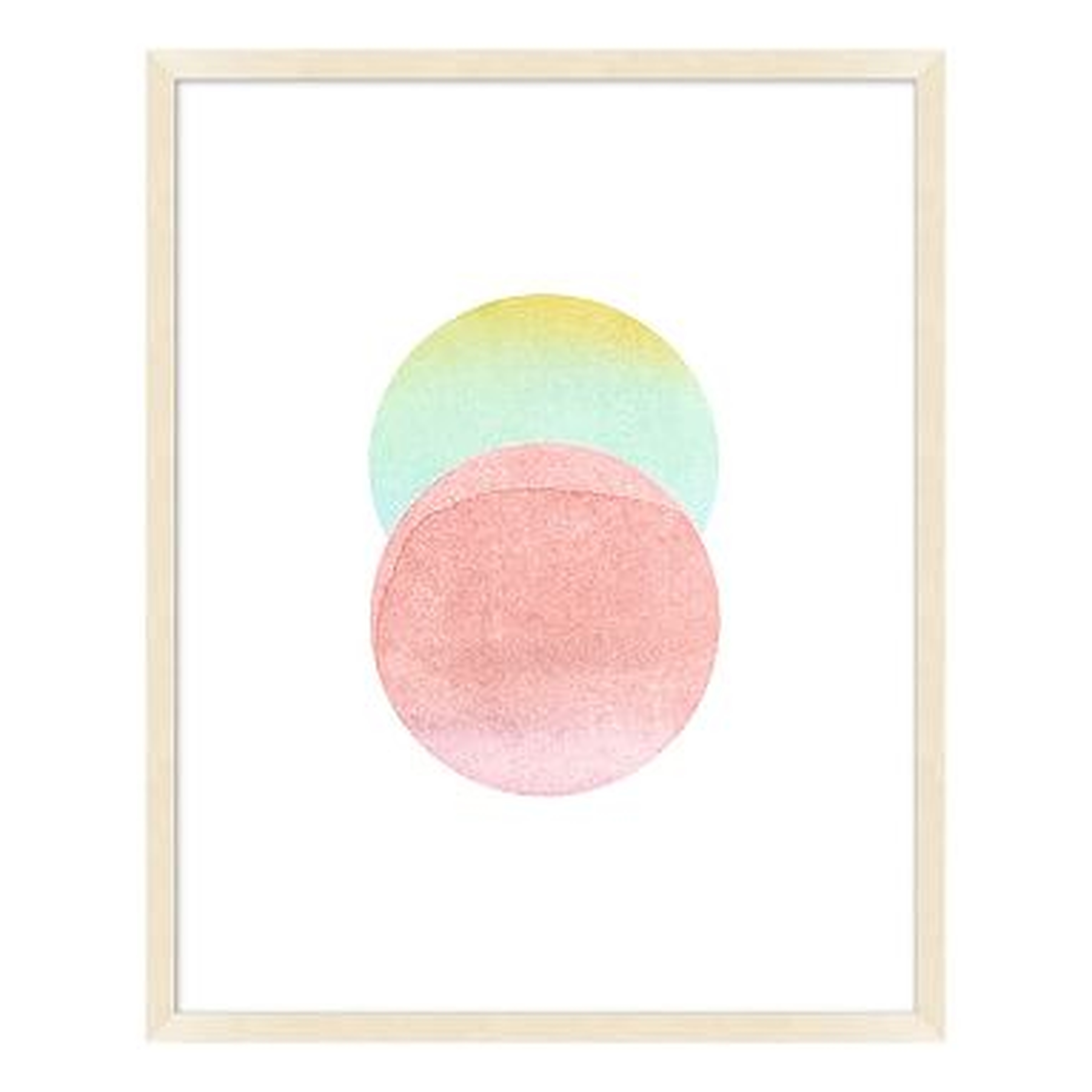 Rainbow Round Abstract Stones Framed Art, Natural Frame, 20"x25" - Pottery Barn Teen