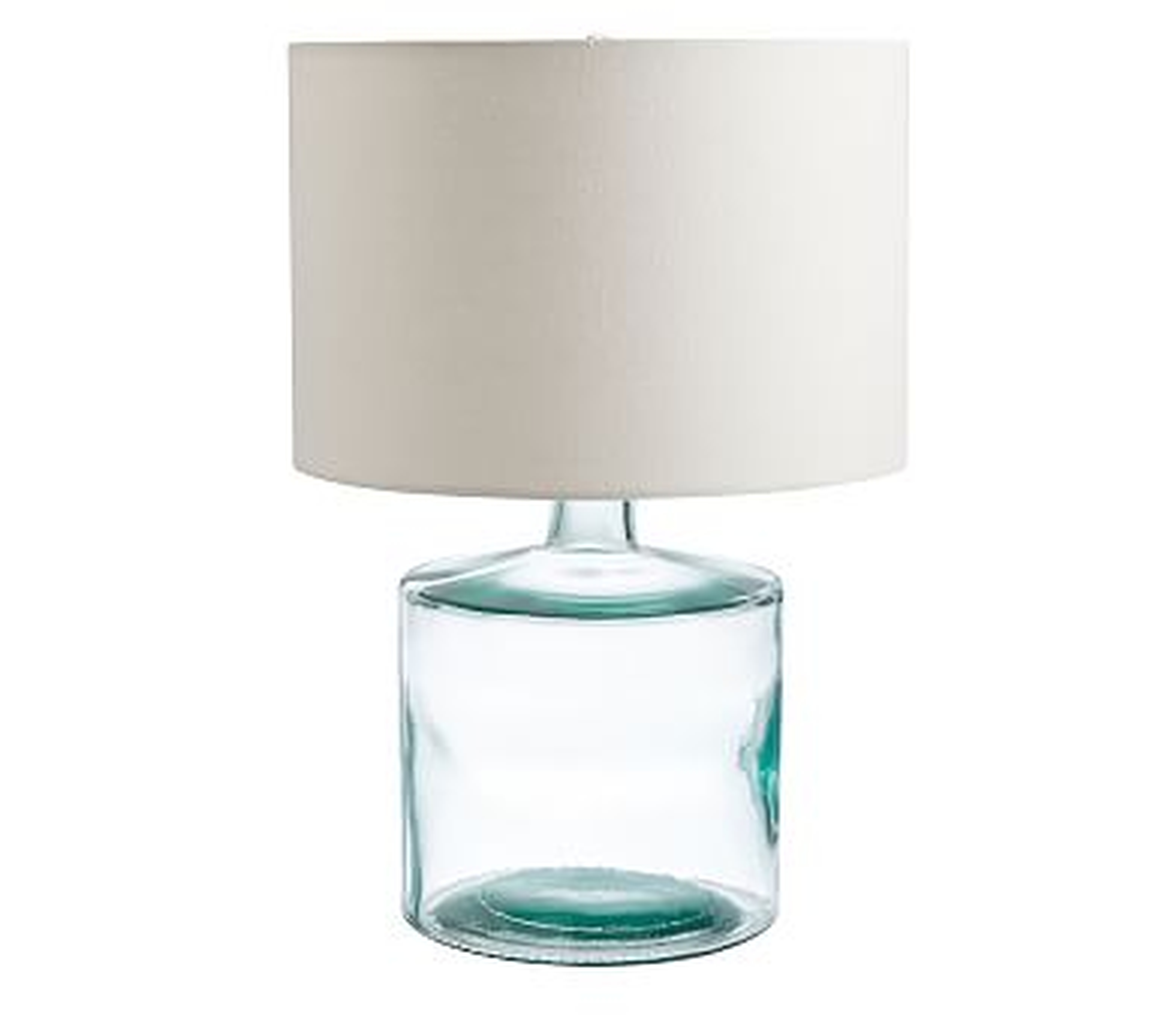 Mallorca Table Lamp, Small Base with Small Gallery Straight Sided Cotton Linen Drum Shade, White - Pottery Barn