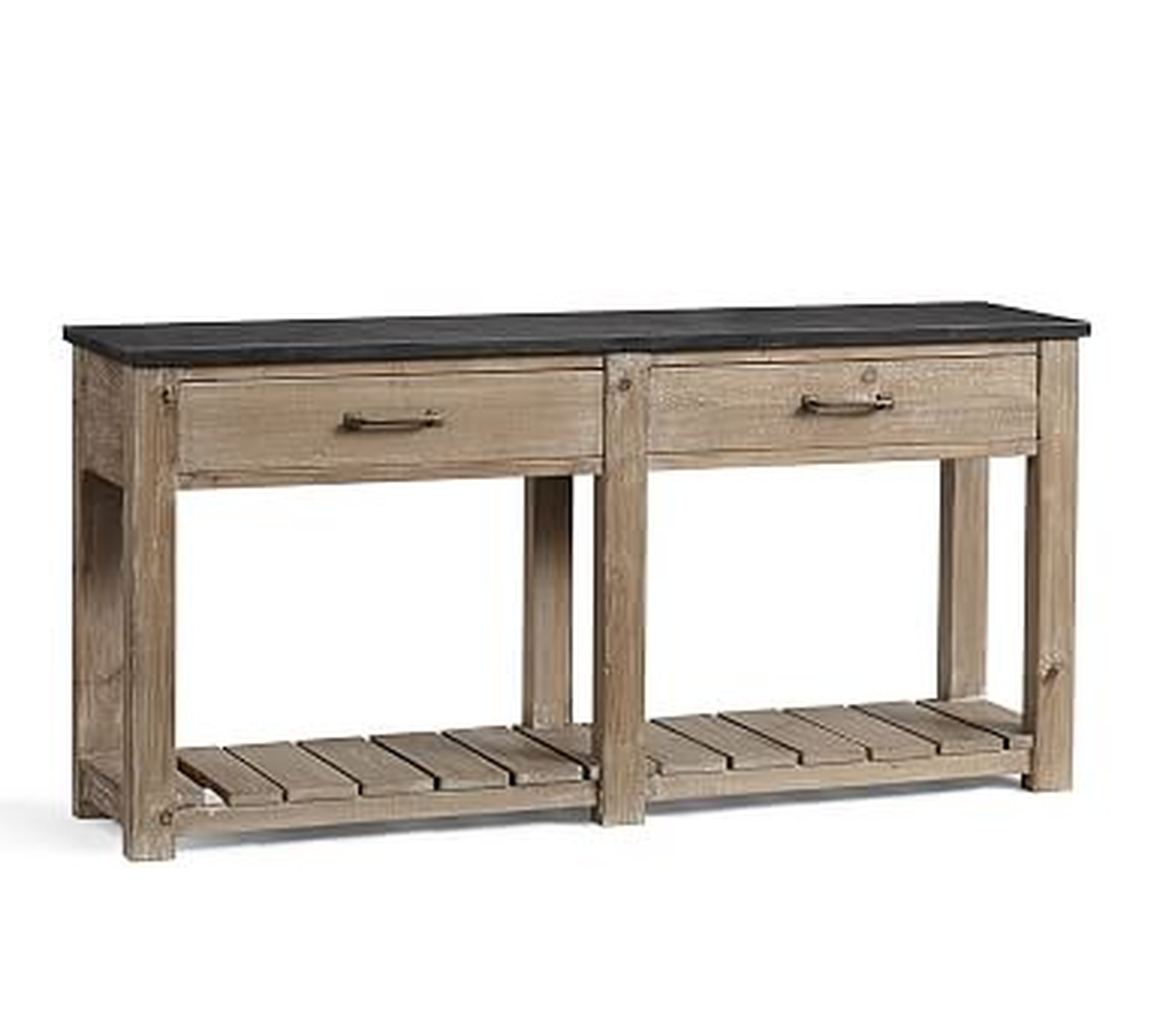 Parker 63" Bluestone Top Reclaimed Wood Console Table, Weathered White - Pottery Barn