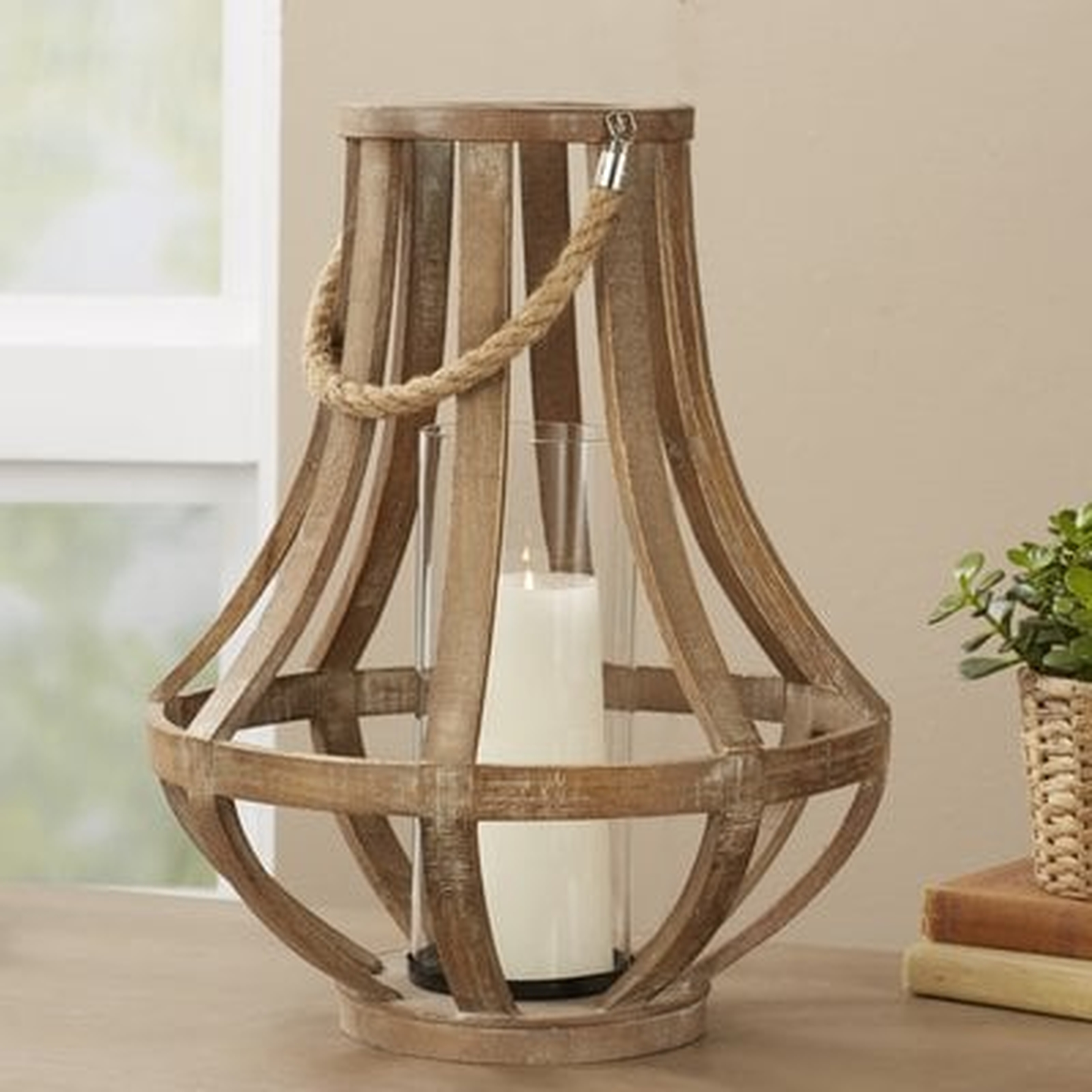 Glass/Wood Lantern - Birch Lane