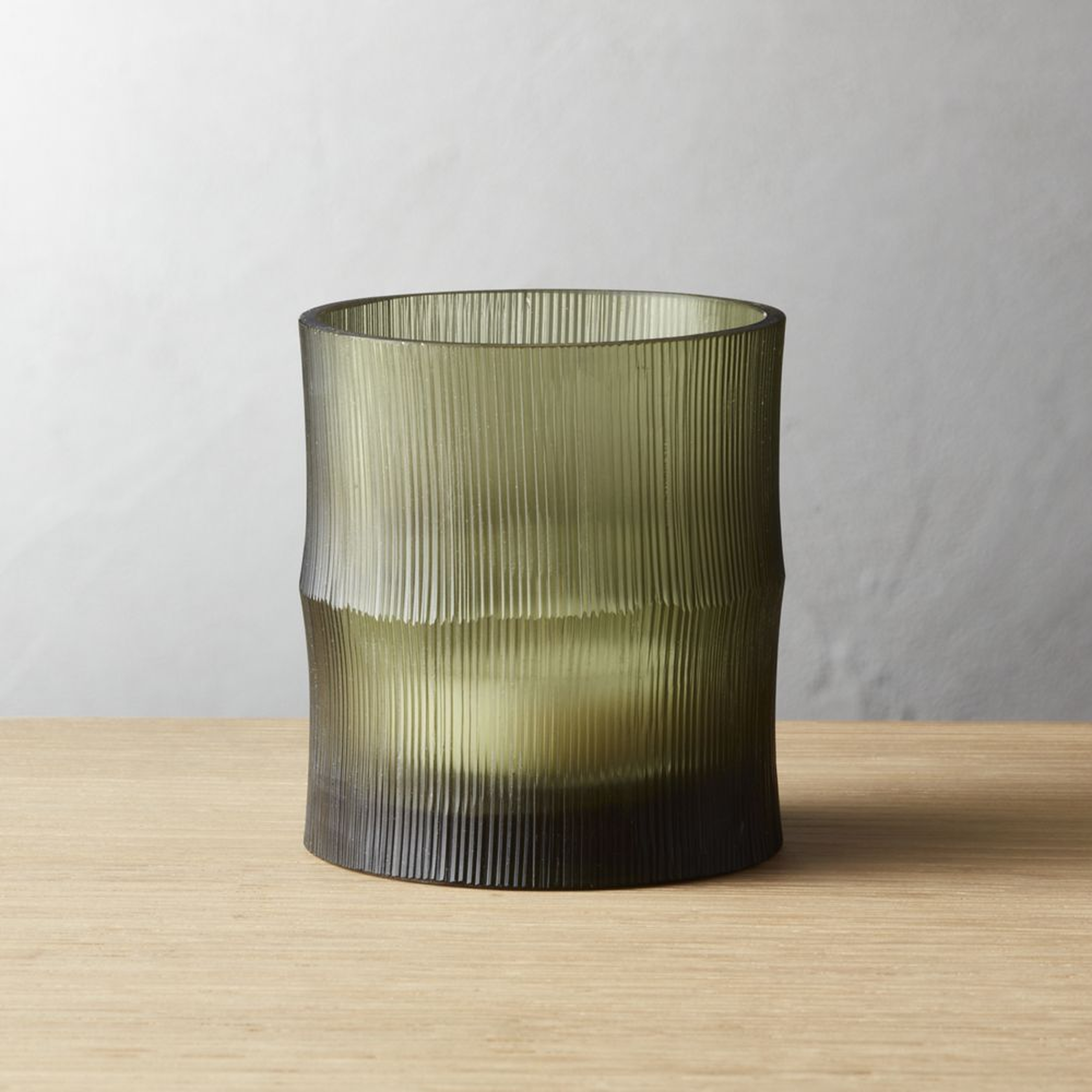 Bamboo Olive Green Tea Light Candle Holder - CB2