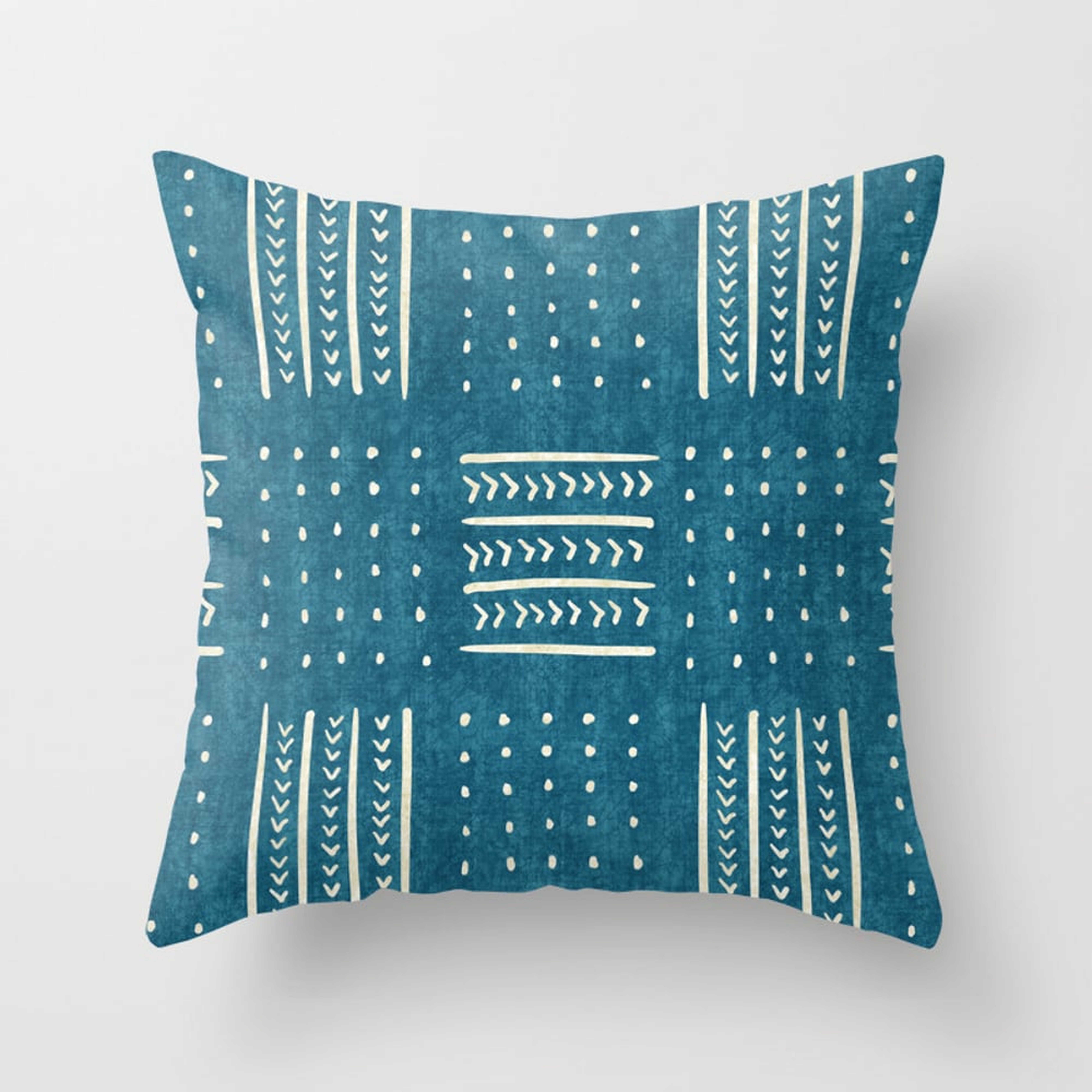 Mud Cloth Patchwork in Teal Throw Pillow - Indoor Cover (20" x 20") with pillow insert by Beckybailey1 - Society6