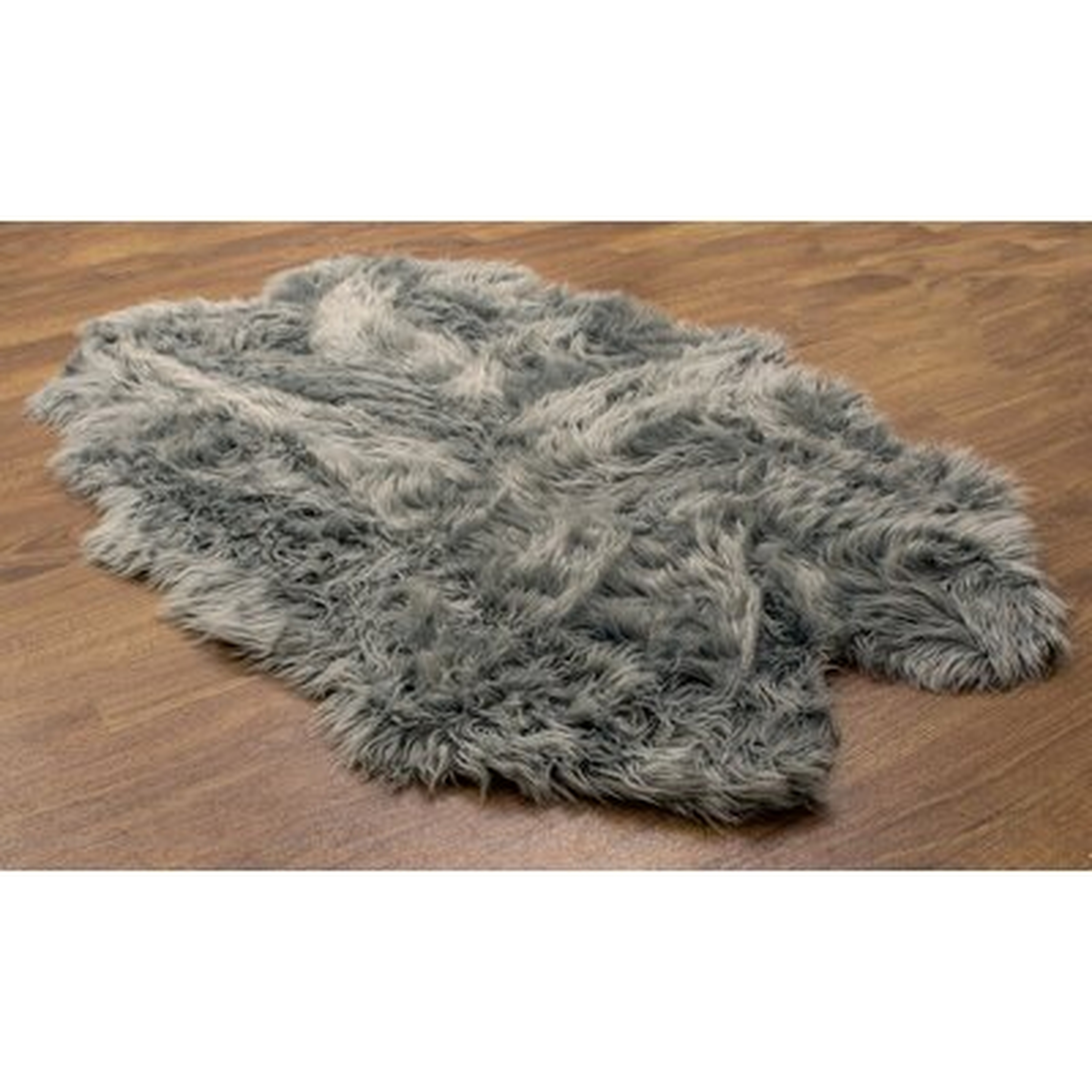 Charlotte Handmade Faux Fur Gray Shag Area Rug - Wayfair