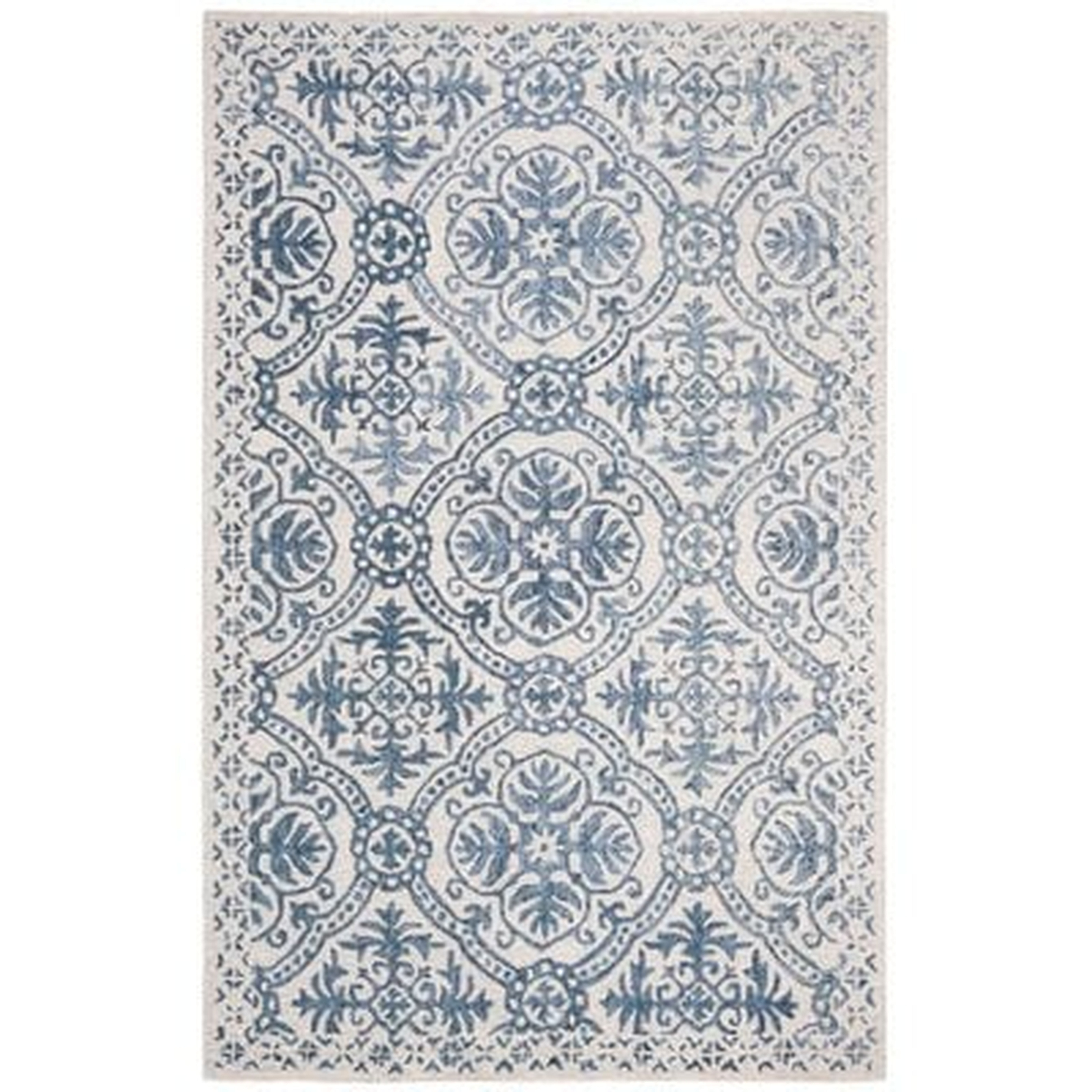 Nina Hand-Tufted Wool Navy/Ivory Area Rug - Wayfair