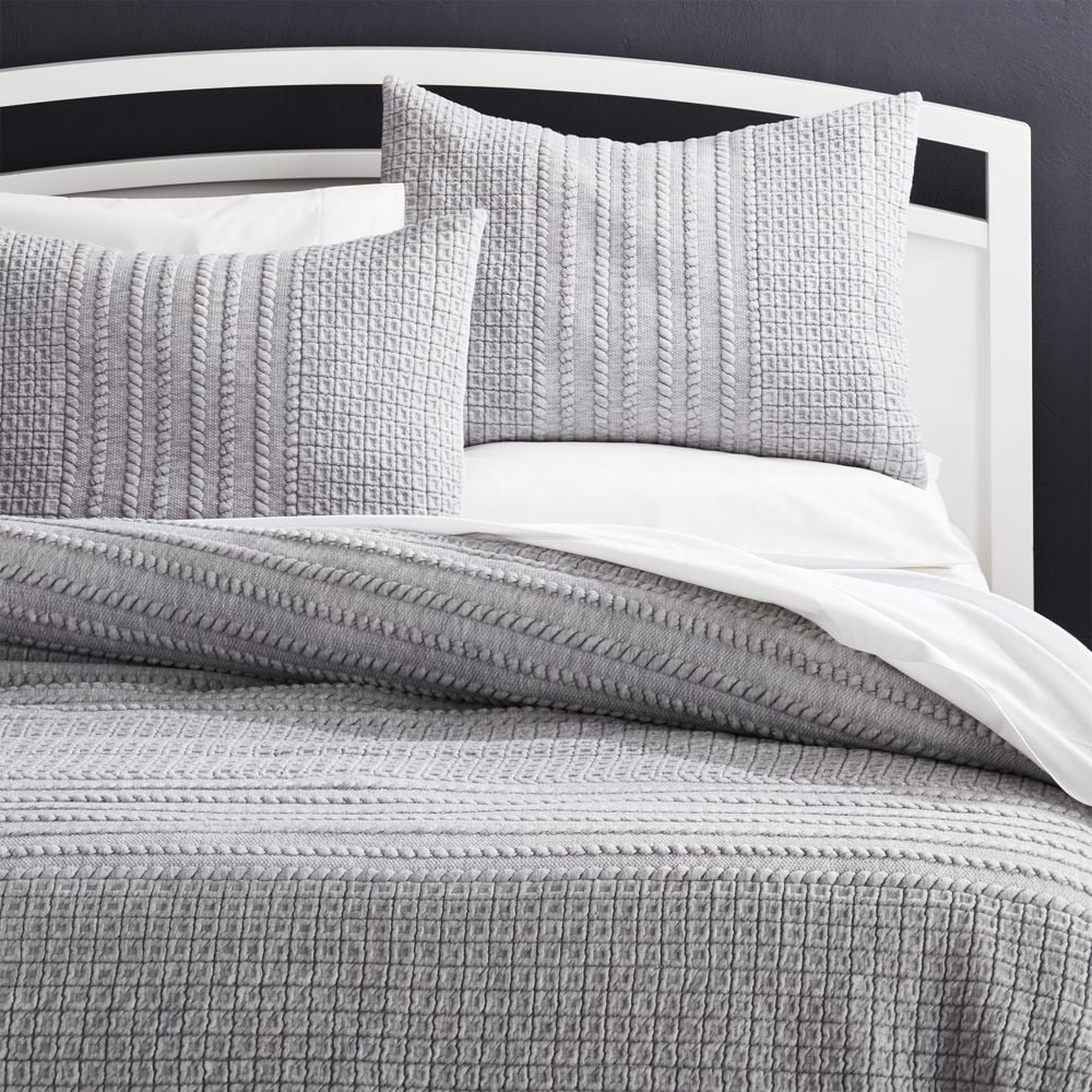 Doret Grey Jersey Quilt King - Crate and Barrel
