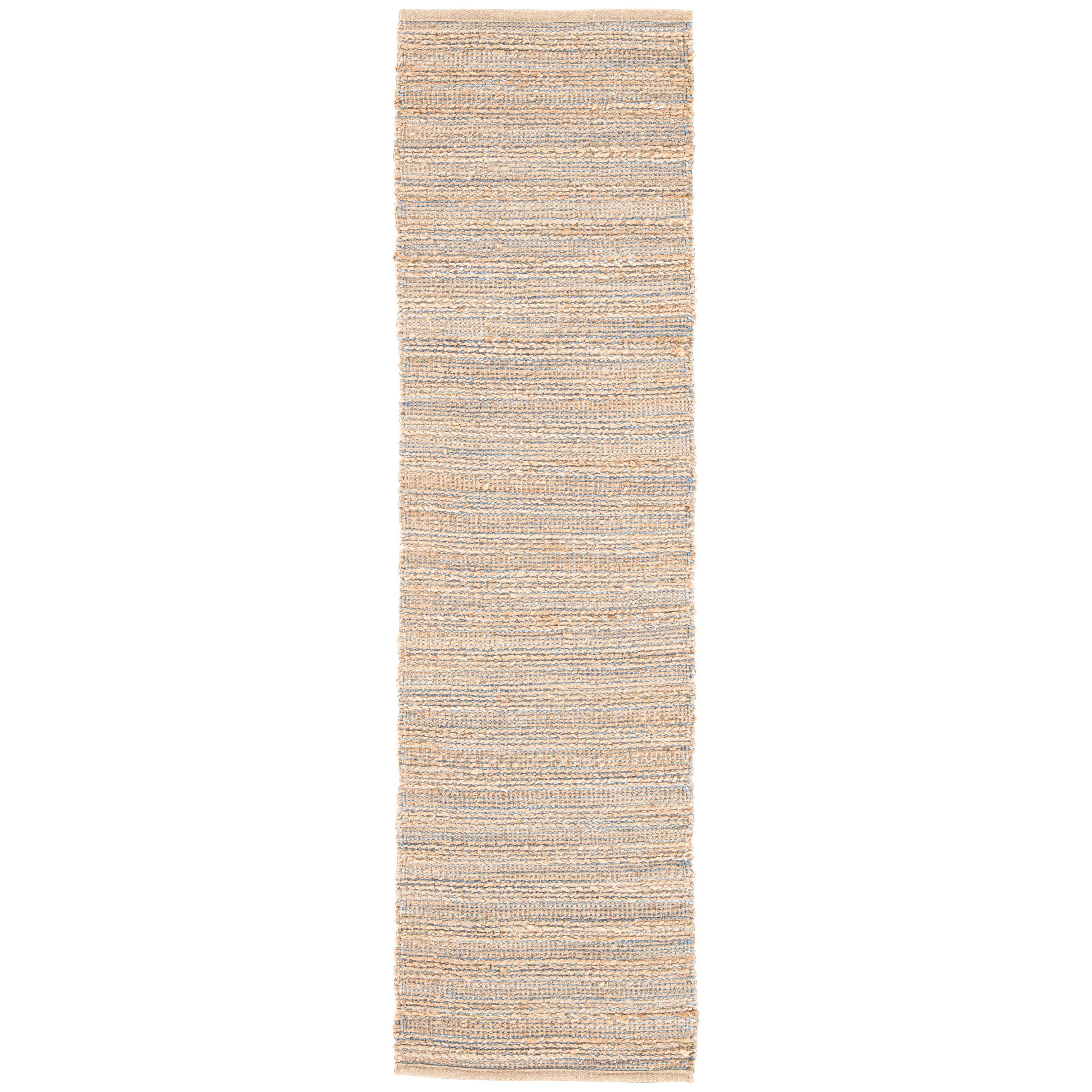 Canterbury Natural Solid Beige/ Blue Runner Rug (2'6" X 9') - Collective Weavers