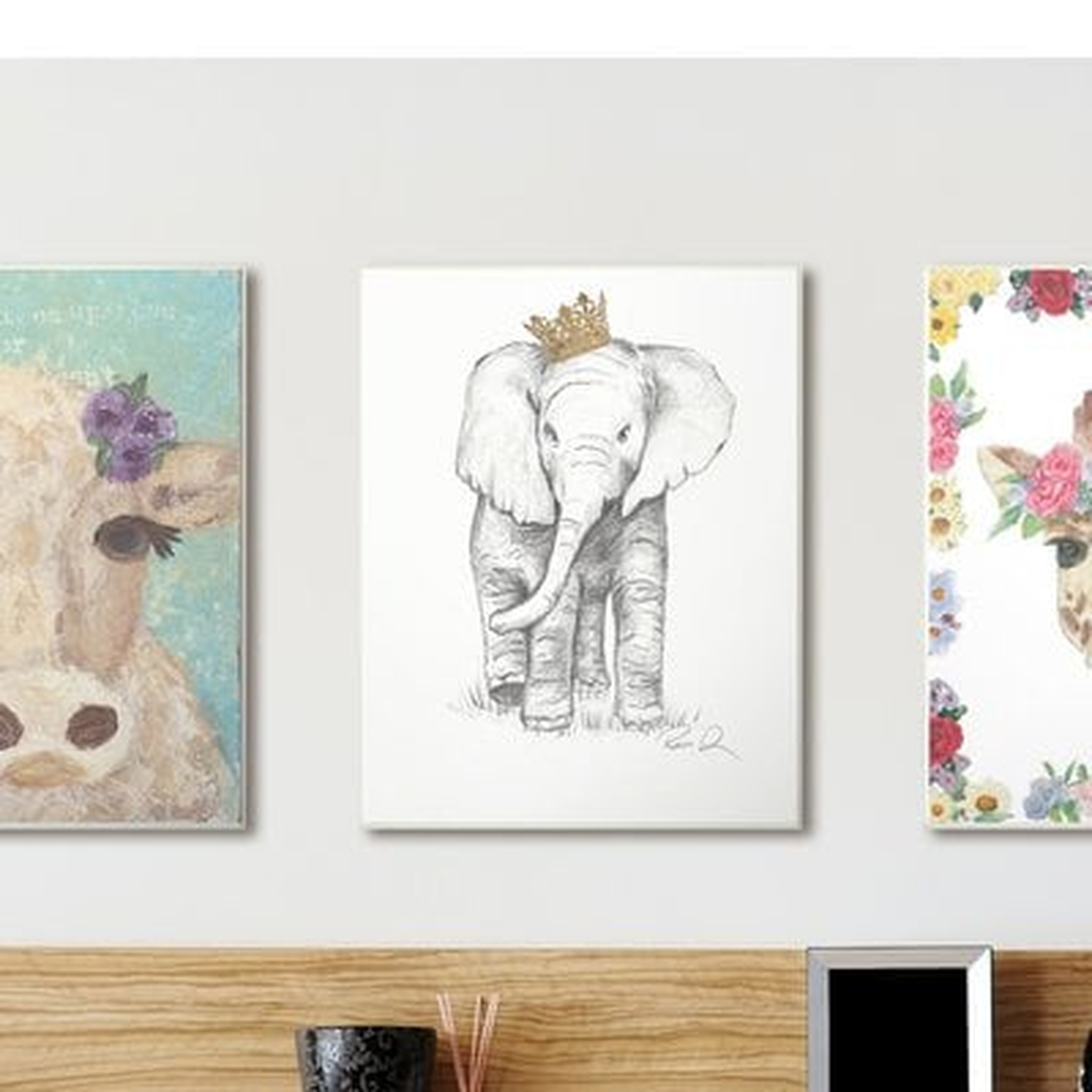 'Elephant Royalty Graphite Drawing' Drawing Print - Wayfair