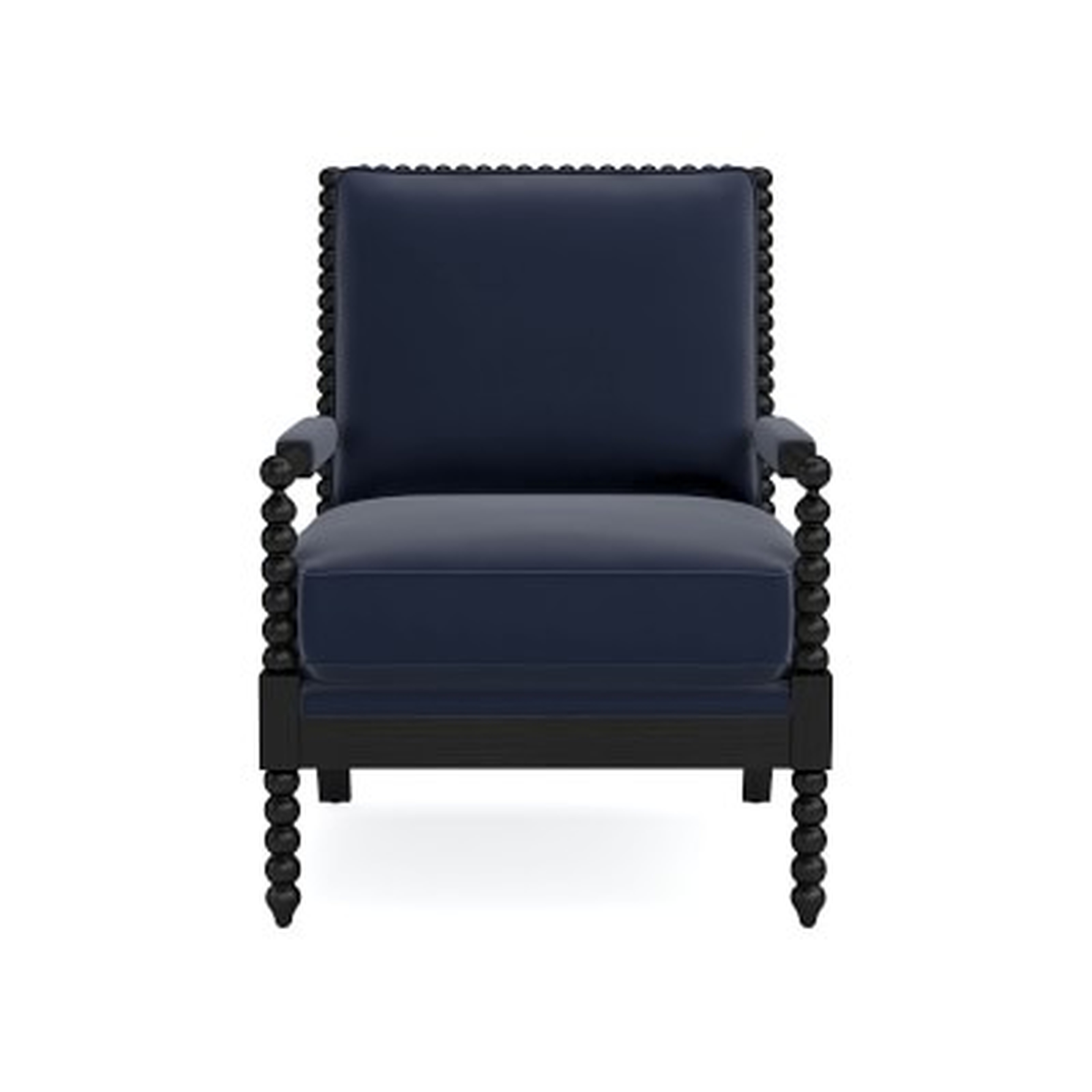 Spindle Chair, Standard Cushion, Signature Velvet, Indigo, Black Leg - Williams Sonoma