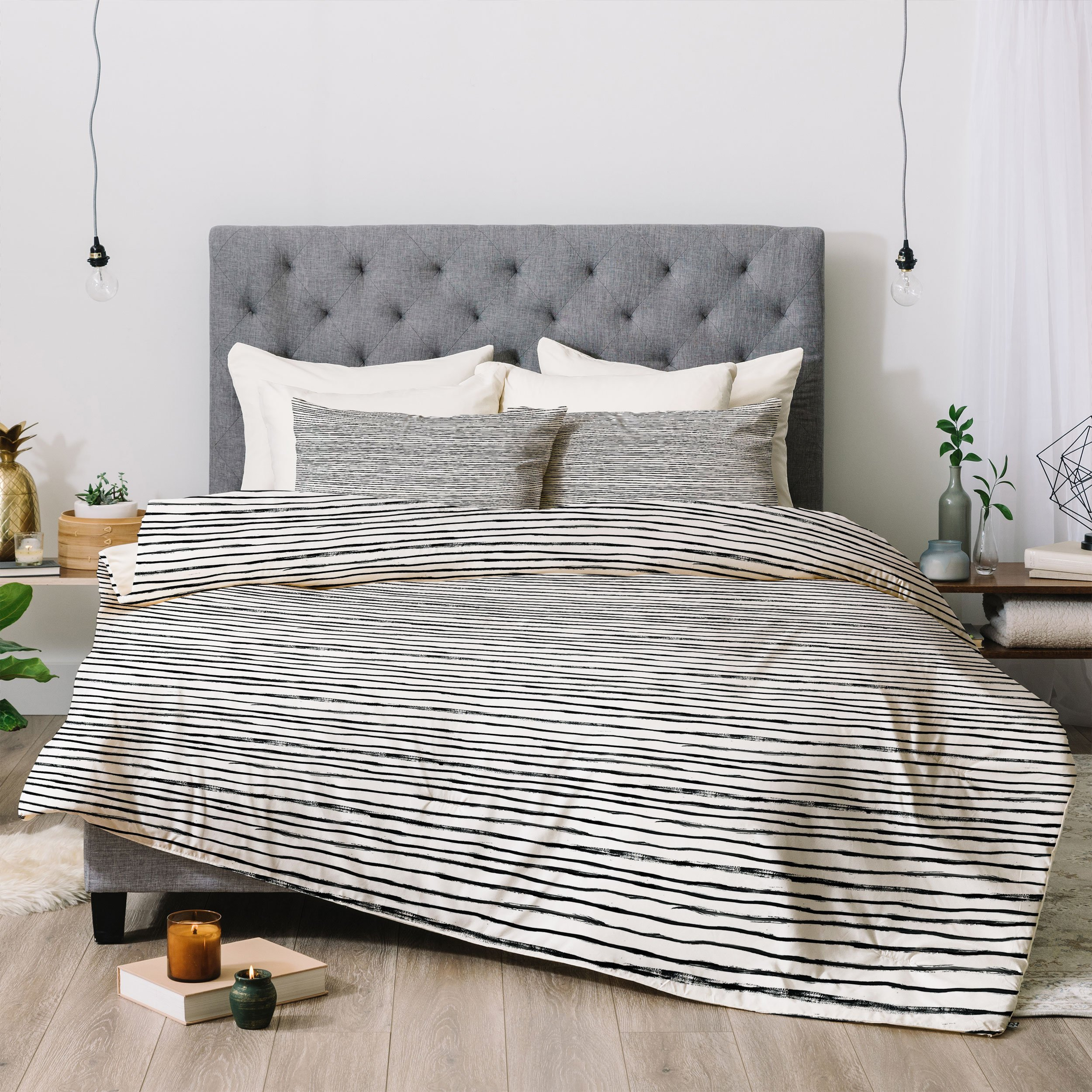 Dash and Ash Painted Stripes Comforter - Full/Queen / Comforter + Pillow Sham(s) - Wander Print Co.