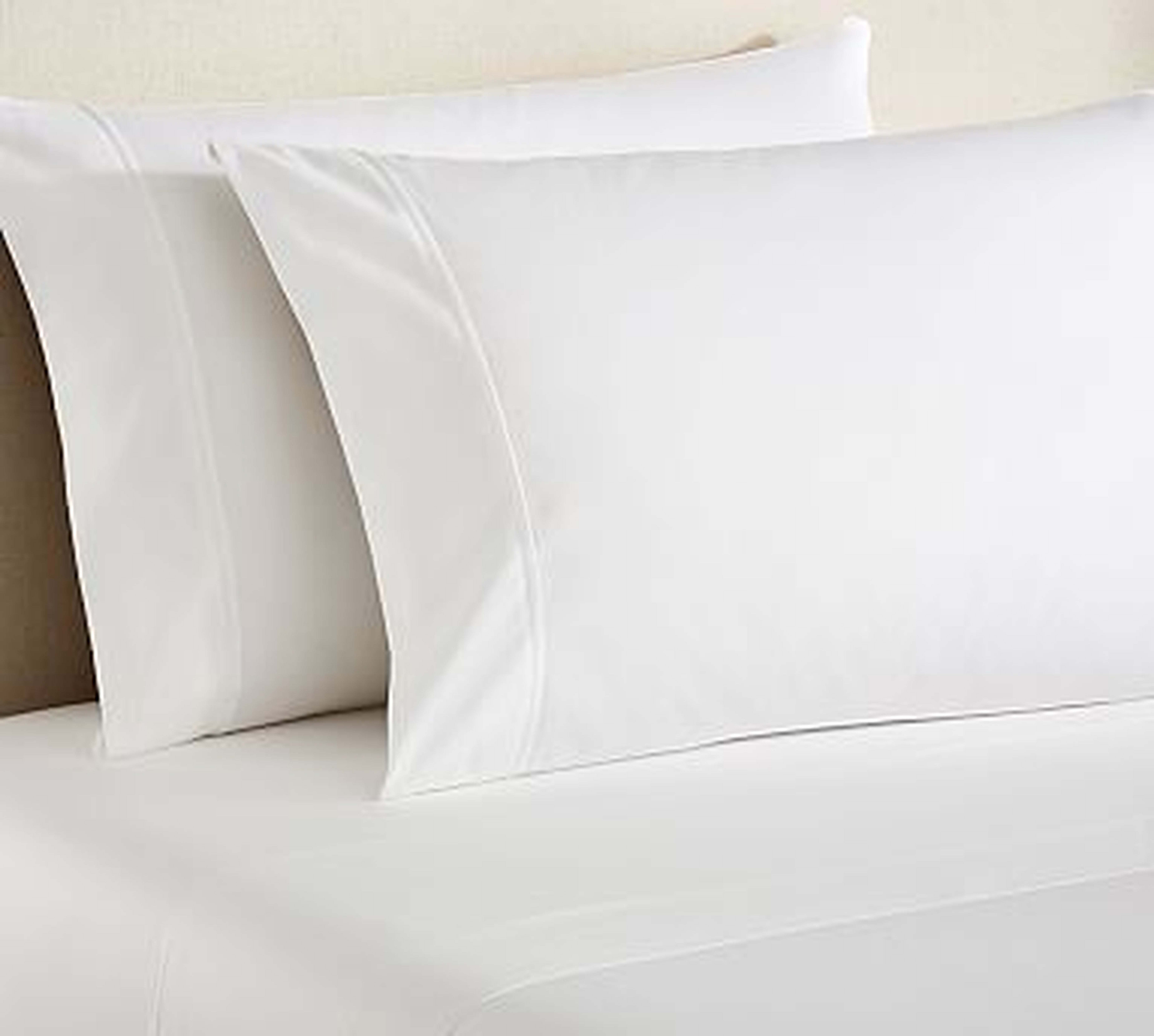 Essential 300-Thread-Count Sateen Extra Pillowcases, Set of 2, King, White - Pottery Barn