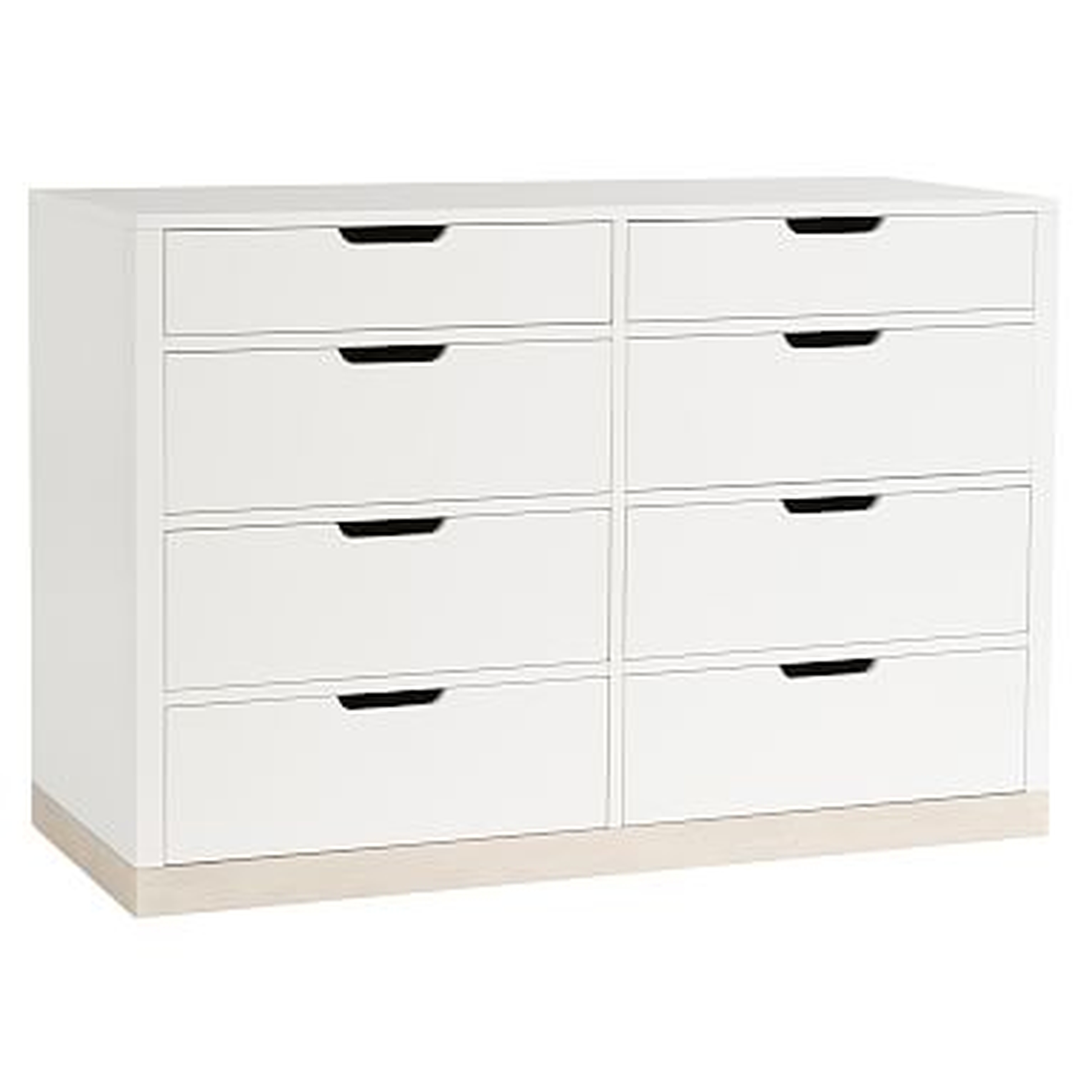 Rhys 8-Drawer Wide Dresser, Weathered White/Simply White - Pottery Barn Teen