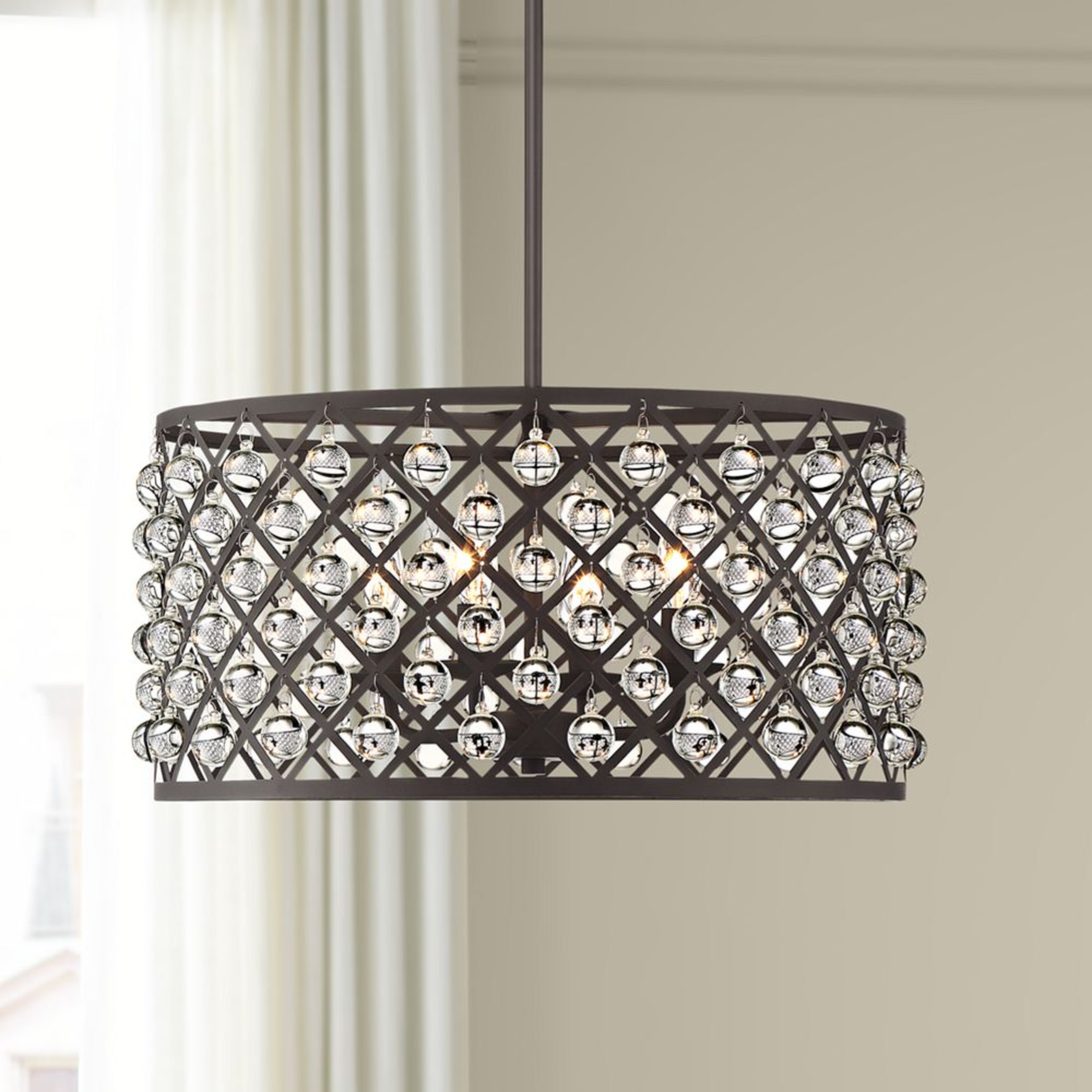 Genter 21" Wide Bronze and Crystal 4-Light Pendant - Style # 39N05 - Lamps Plus