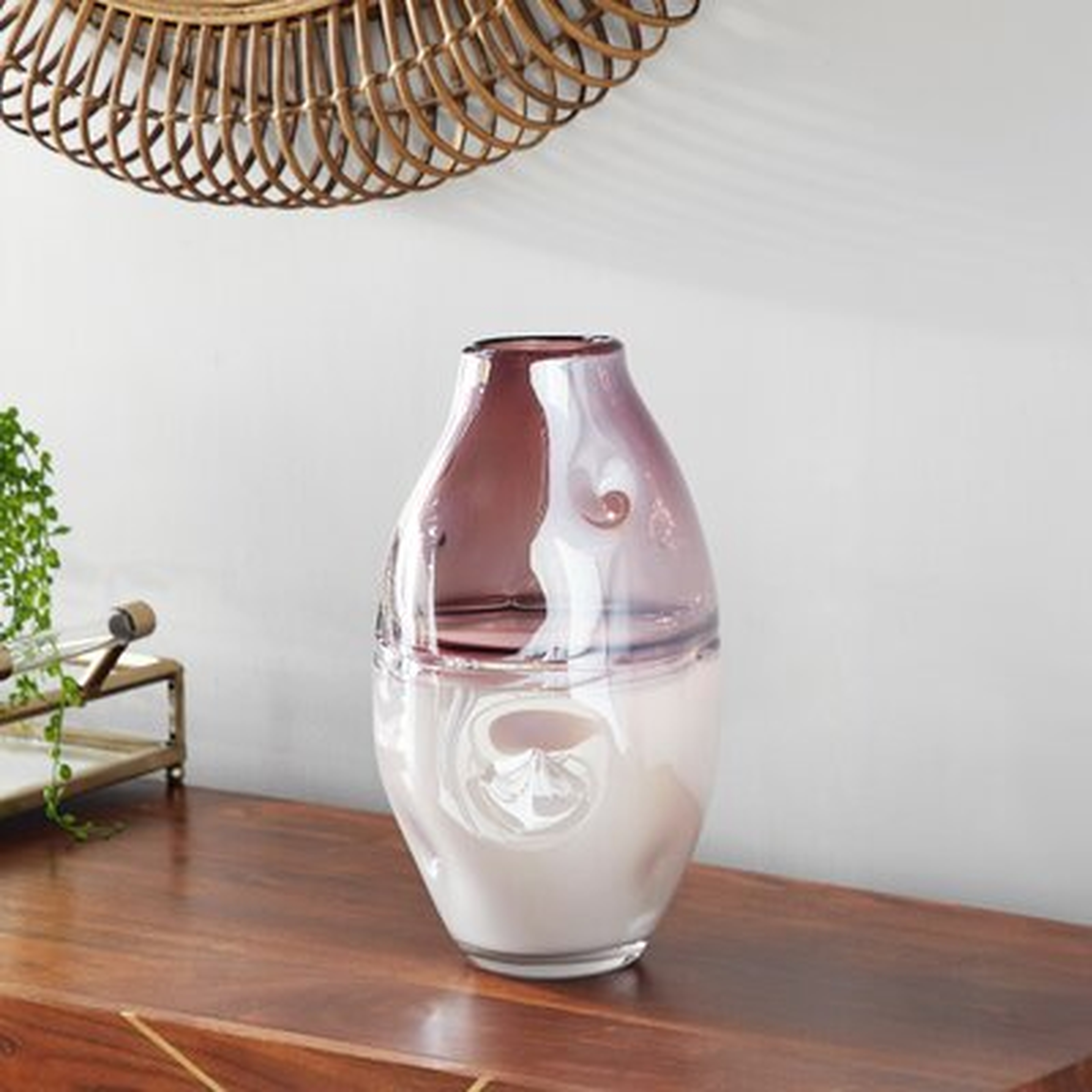 Large Round Dimpled Translucent And Pastel Pink Vase, 7" X 12.5 - Wayfair