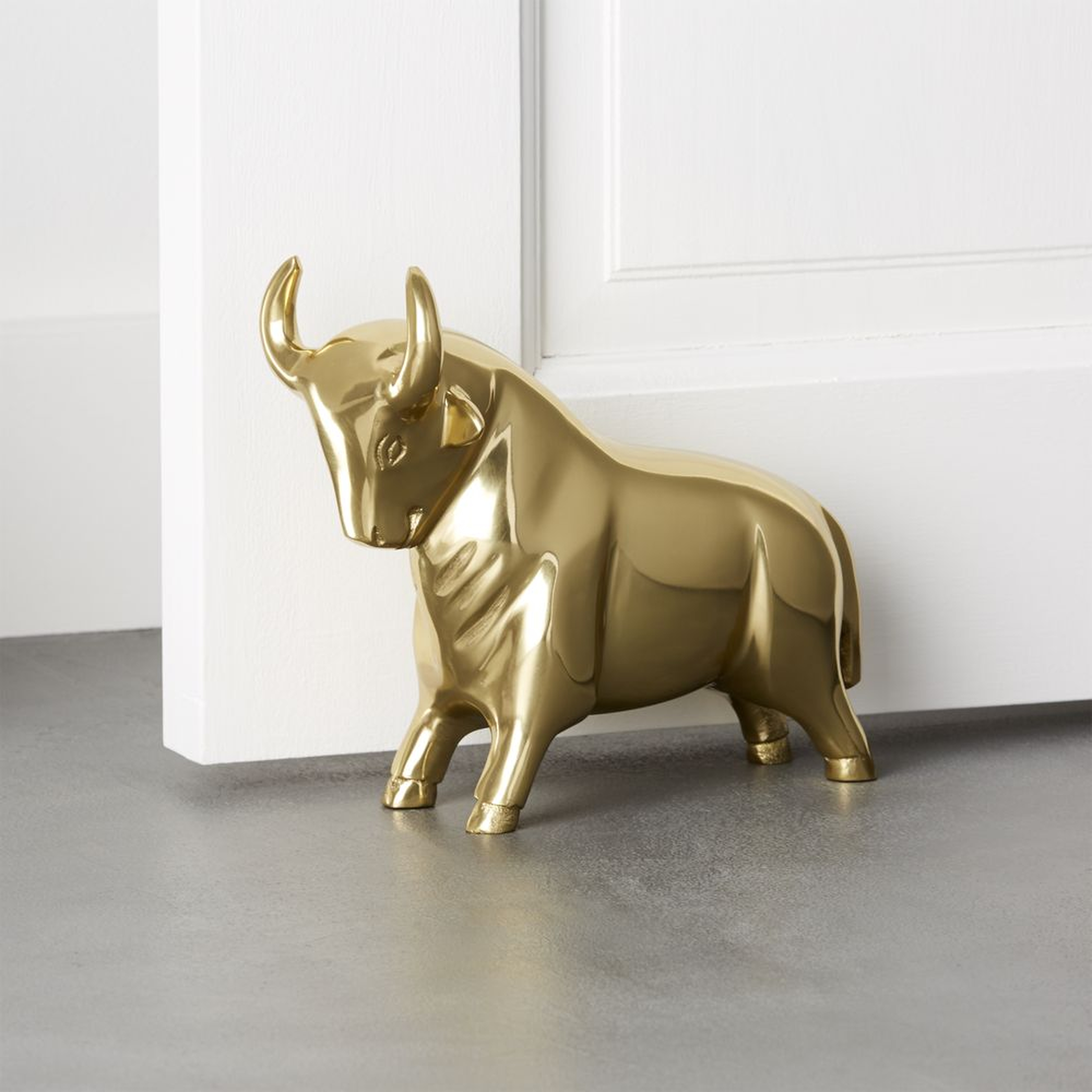 Pascal The Bull Gold Doorstop-Bookend - CB2