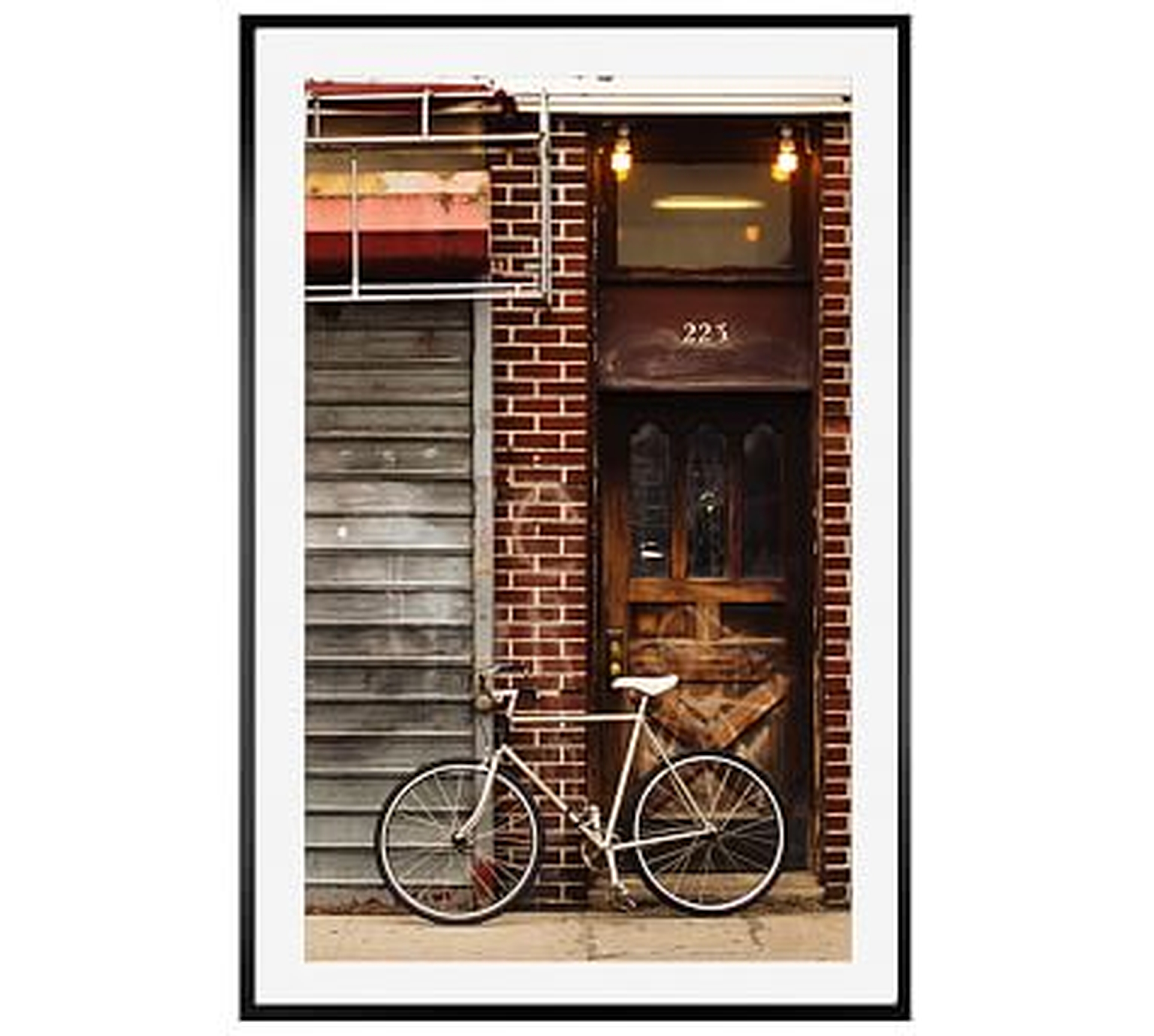 Brooklyn Bike Cindy Taylor 42x28 Wood Gallery Black Mat - Pottery Barn