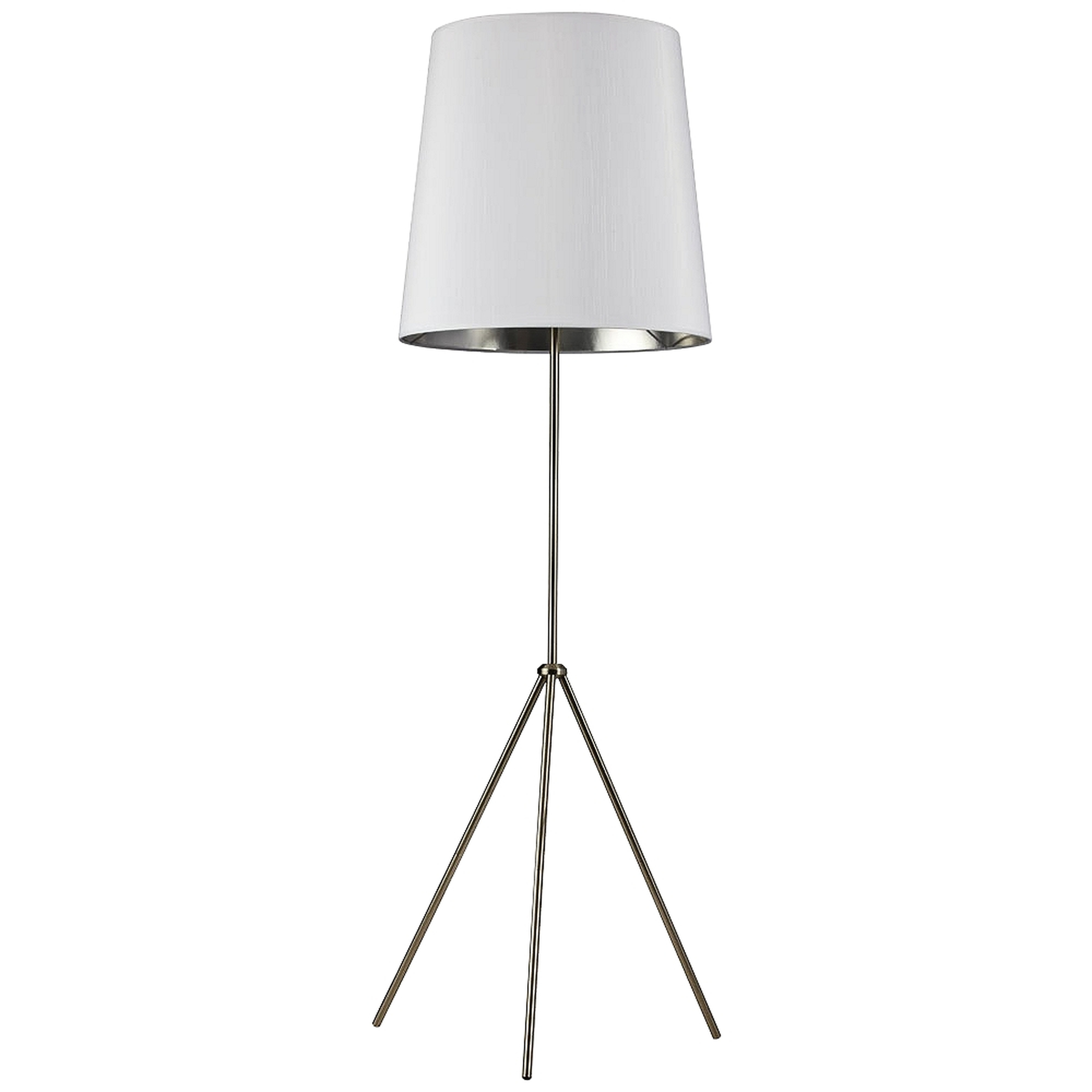 Finesse Satin Chrome Floor Lamp with Small White-Silver Shade - Style # 60G80 - Lamps Plus