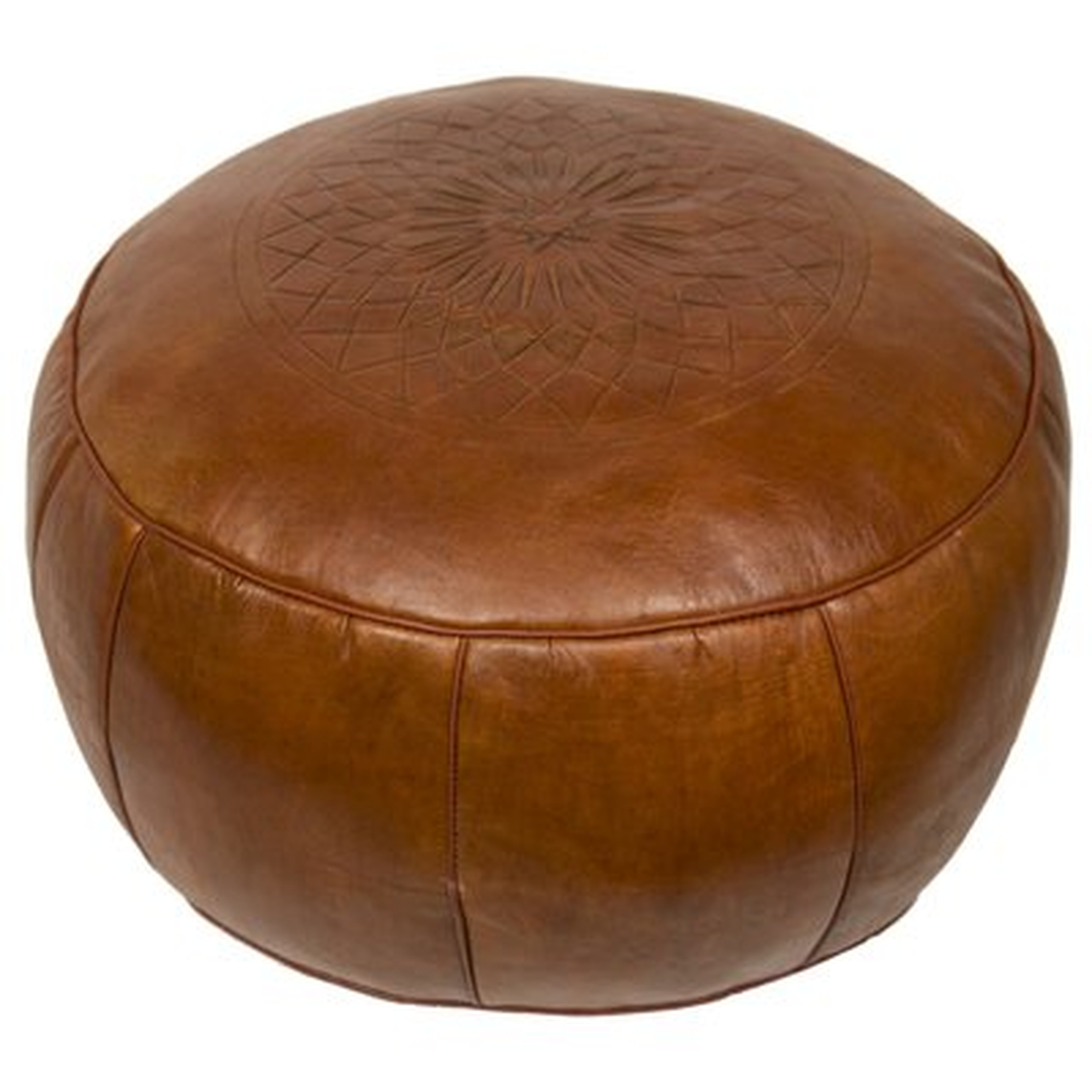 Hamerton 20'' Wide Genuine Leather Round Pouf Ottoman with Storage - Wayfair